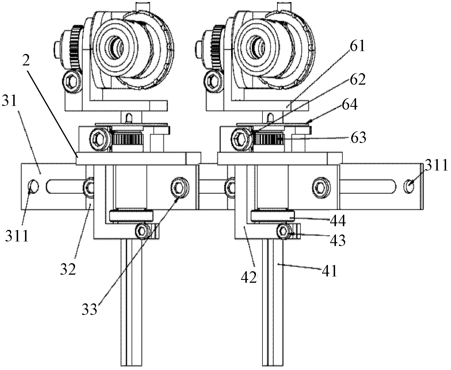 Nozzle three-dimensional positioning and angle adjusting device