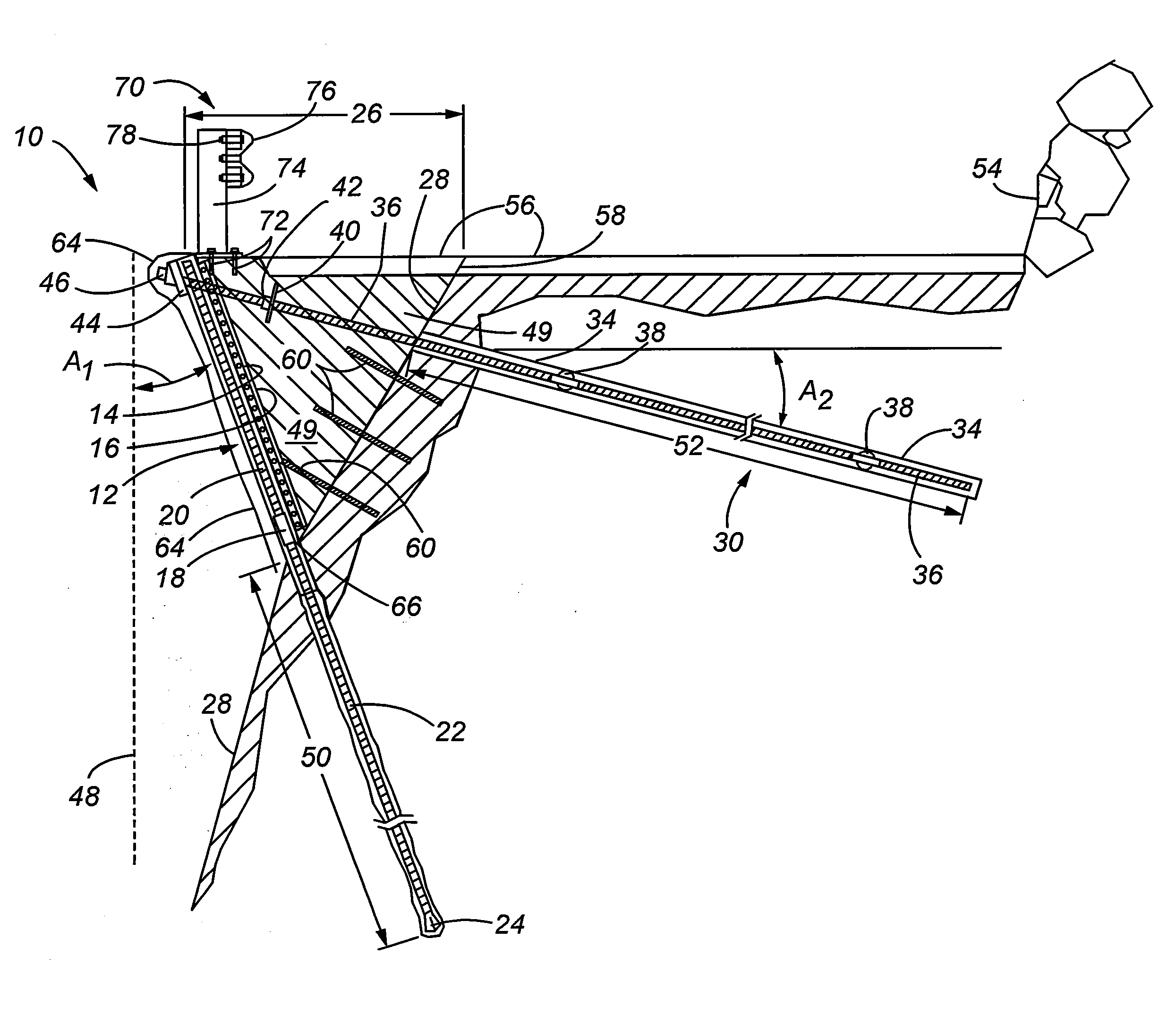 System and method for increasing roadway width incorporating a reverse oriented retaining wall and soil nail supports