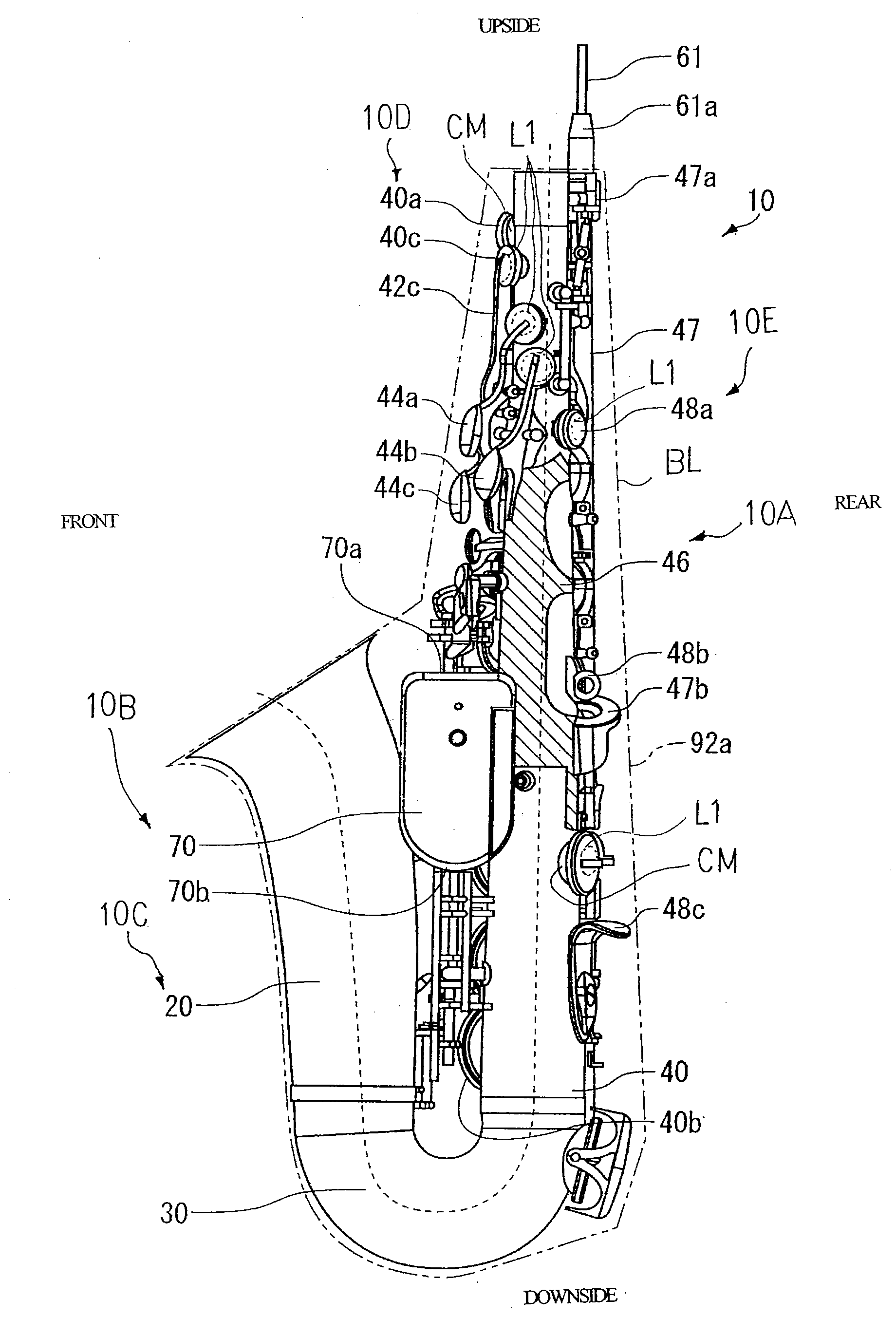 Hybrid wind musical instrument and electric system incorporated therein