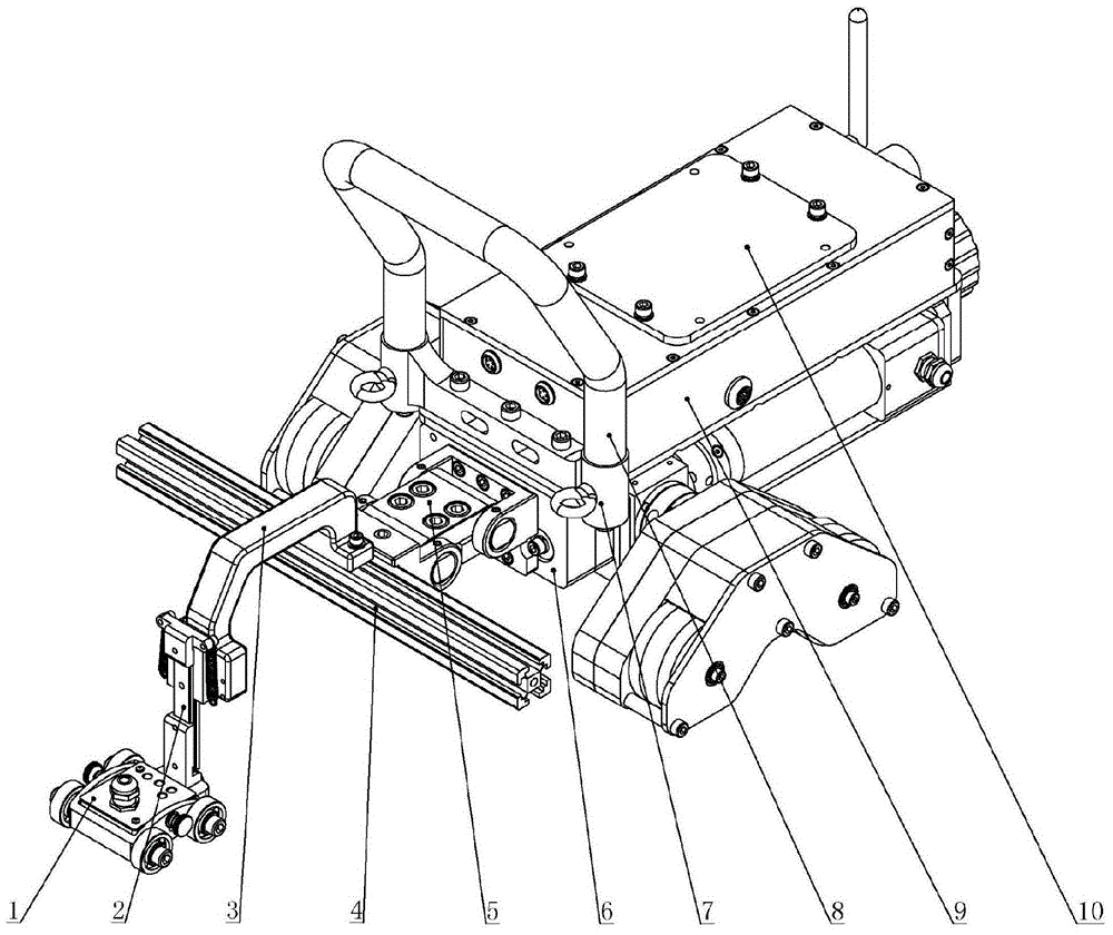 Traveling equipment for TOFD (time of flight diffraction) detection and use method