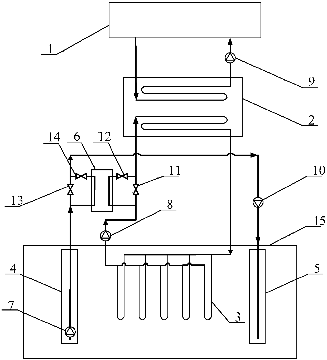 Coupling saltwater layer forced convection well type soil source heat pump system and its operation method