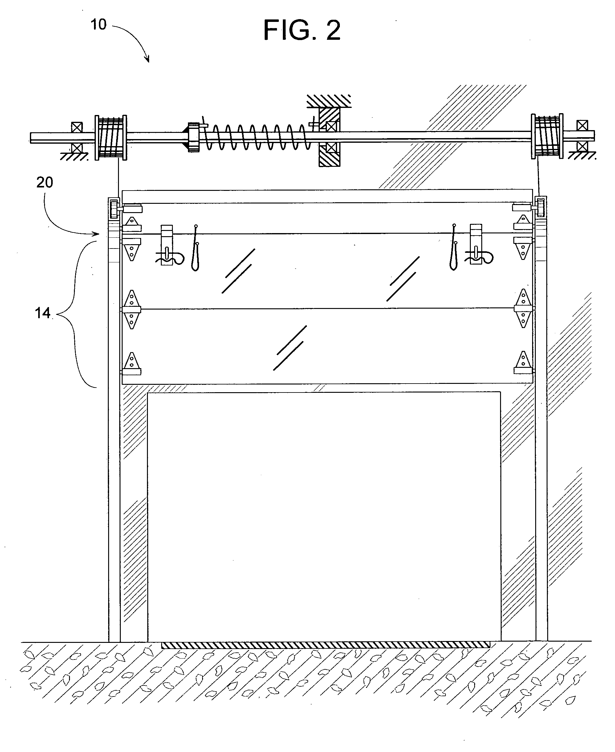 Vertically movable door with safety barrier