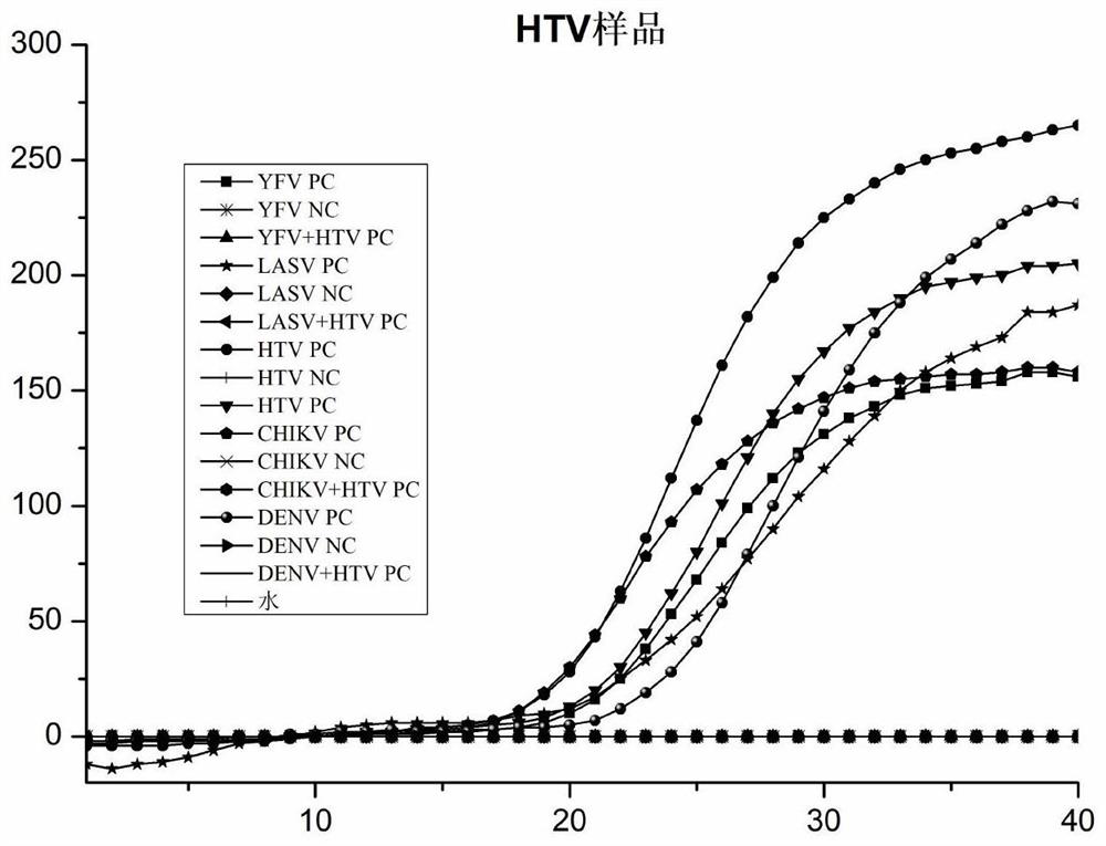 Primer probe combination and kit for detecting five important arthropod/ odonto-mediated viruses and application of primer probe combination and kit