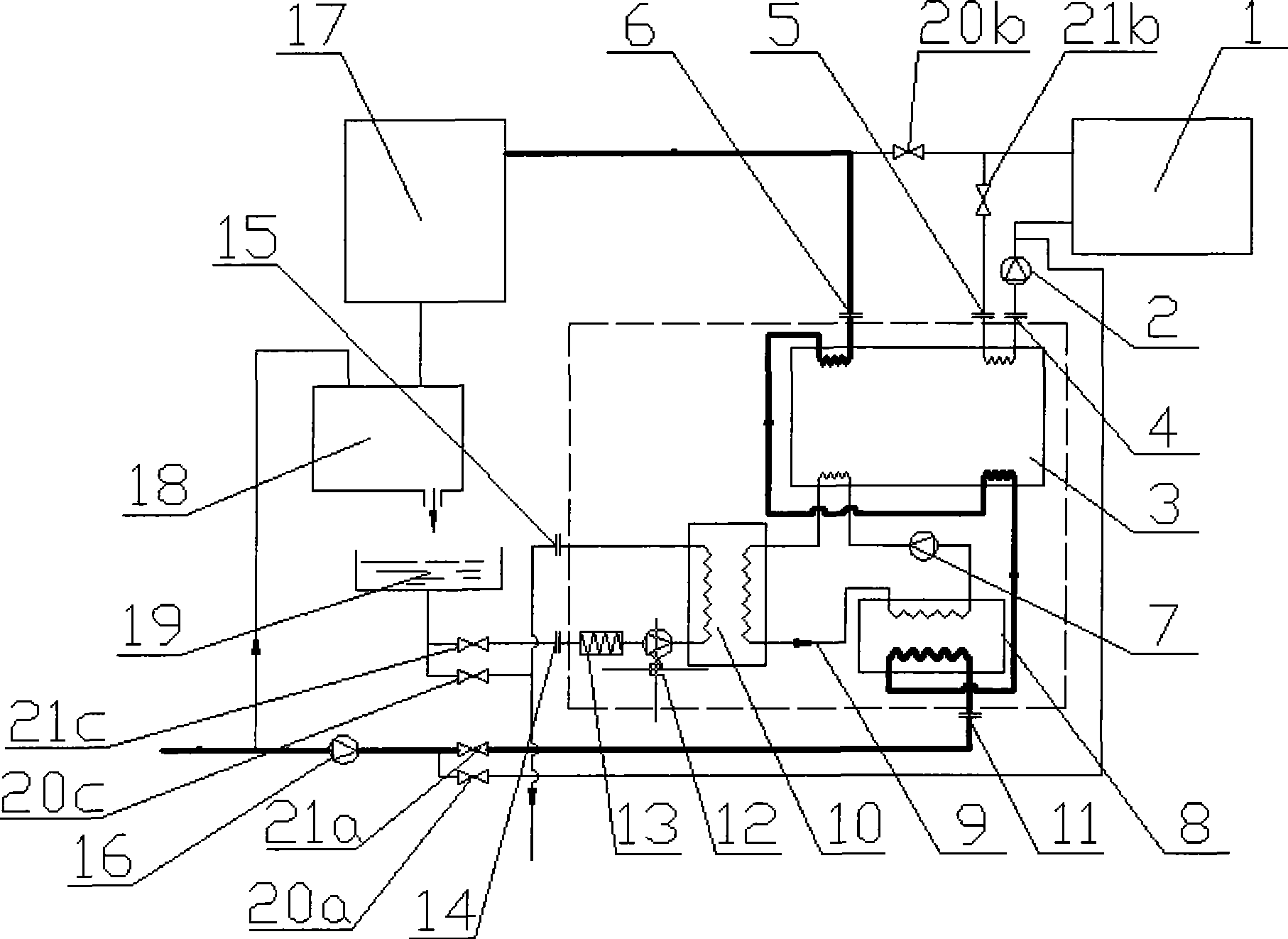 Waste heat recovery type hot-water boiler device in bathroom