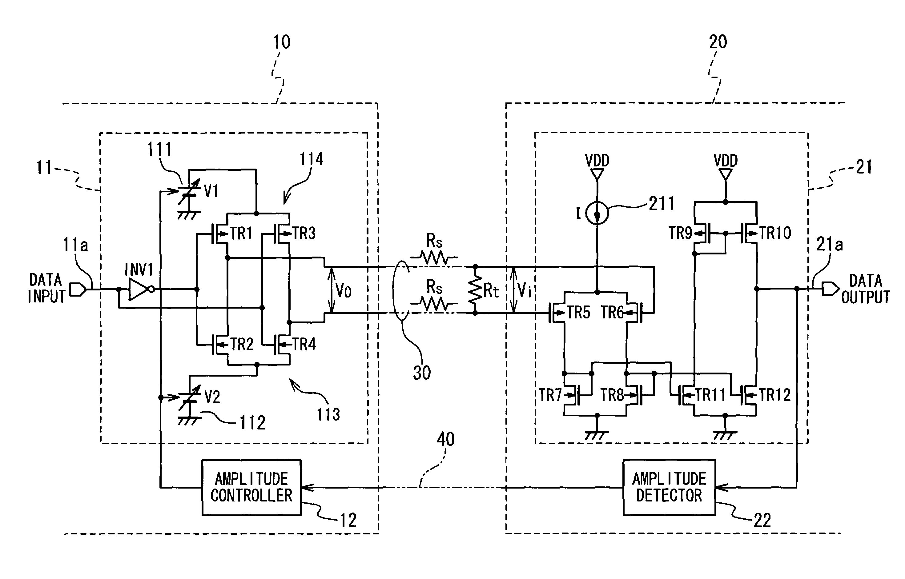 Data transfer apparatus for low voltage differential signaling