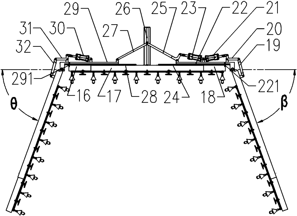 Forest spraying-machine profiling machine arm and profiling spraying method thereof