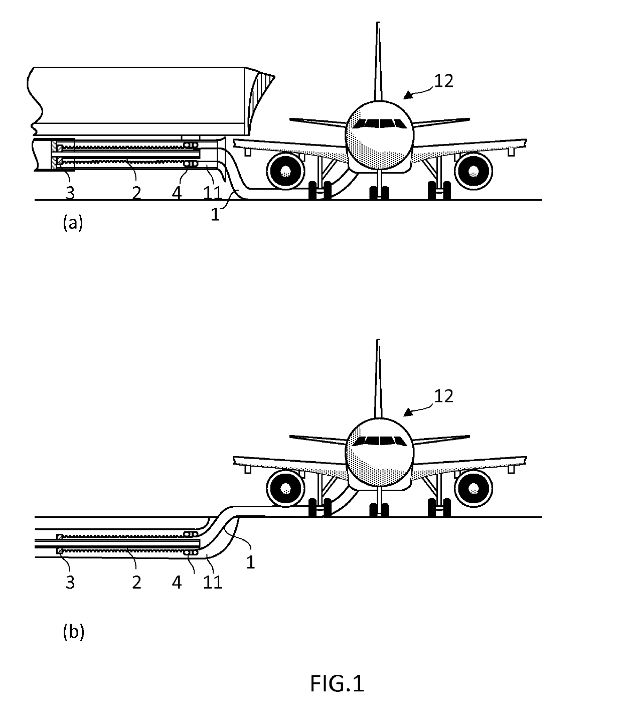 Device comprising a drive system for extending and retracting a conditioned air hose