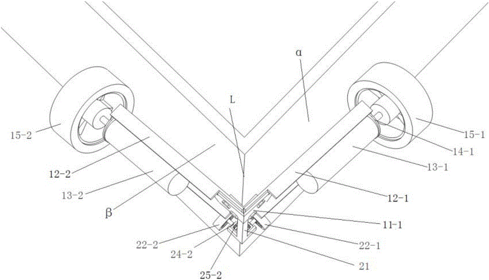 Wall climbing robot for external wall corners