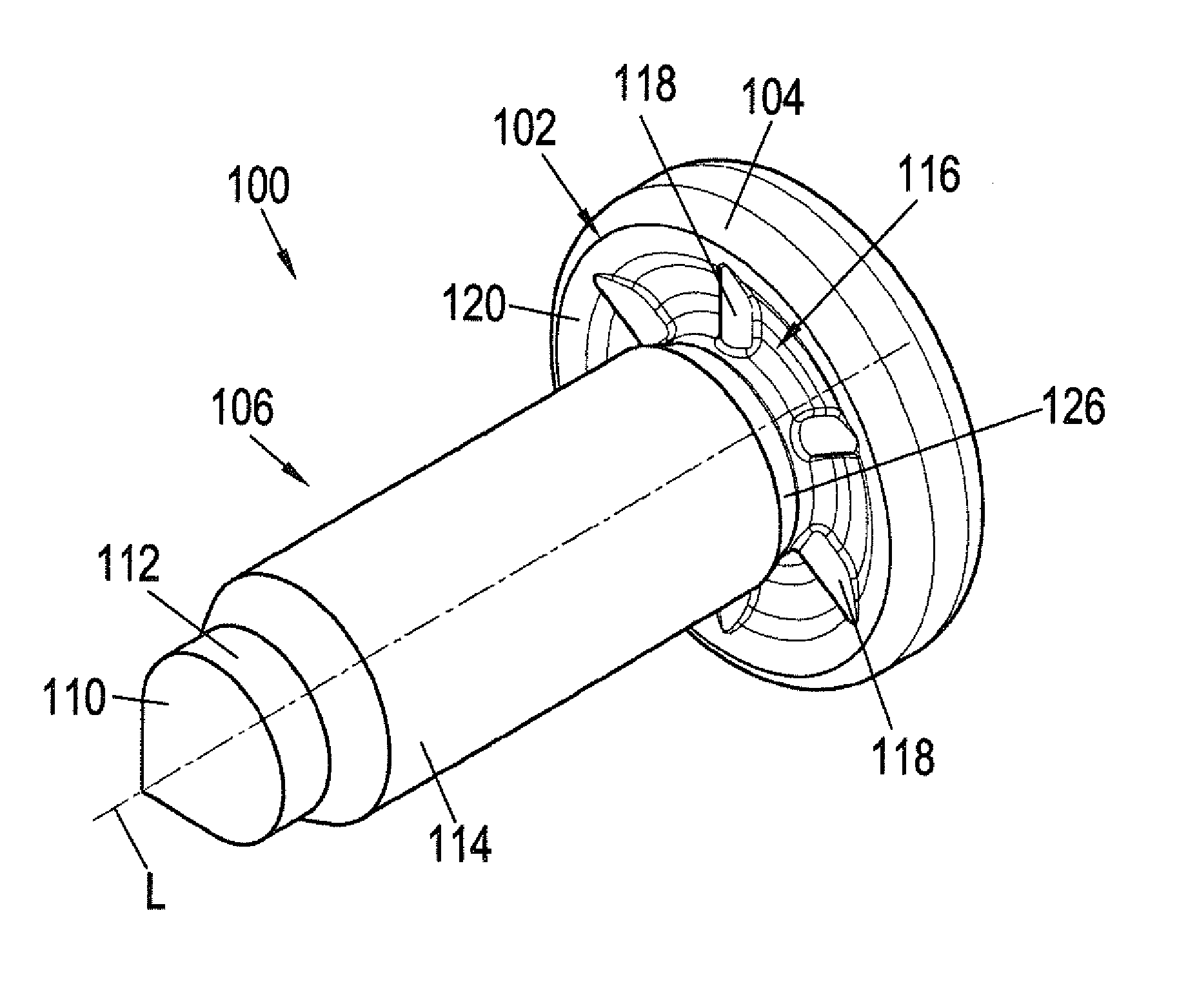 Bolt element and a method for the attachment of a bolt element to a component of a composite material