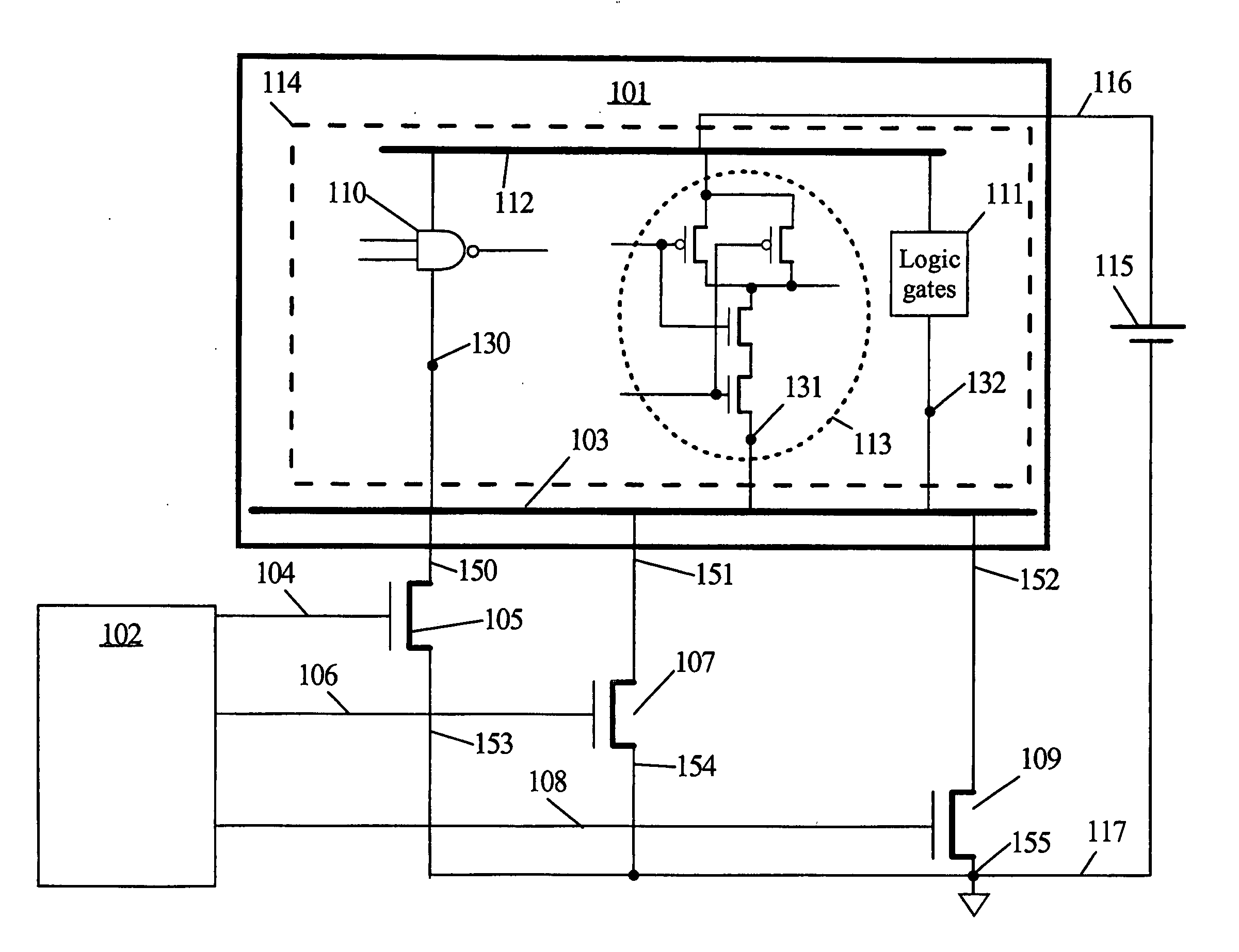 Power-gating cell for virtual power rail control