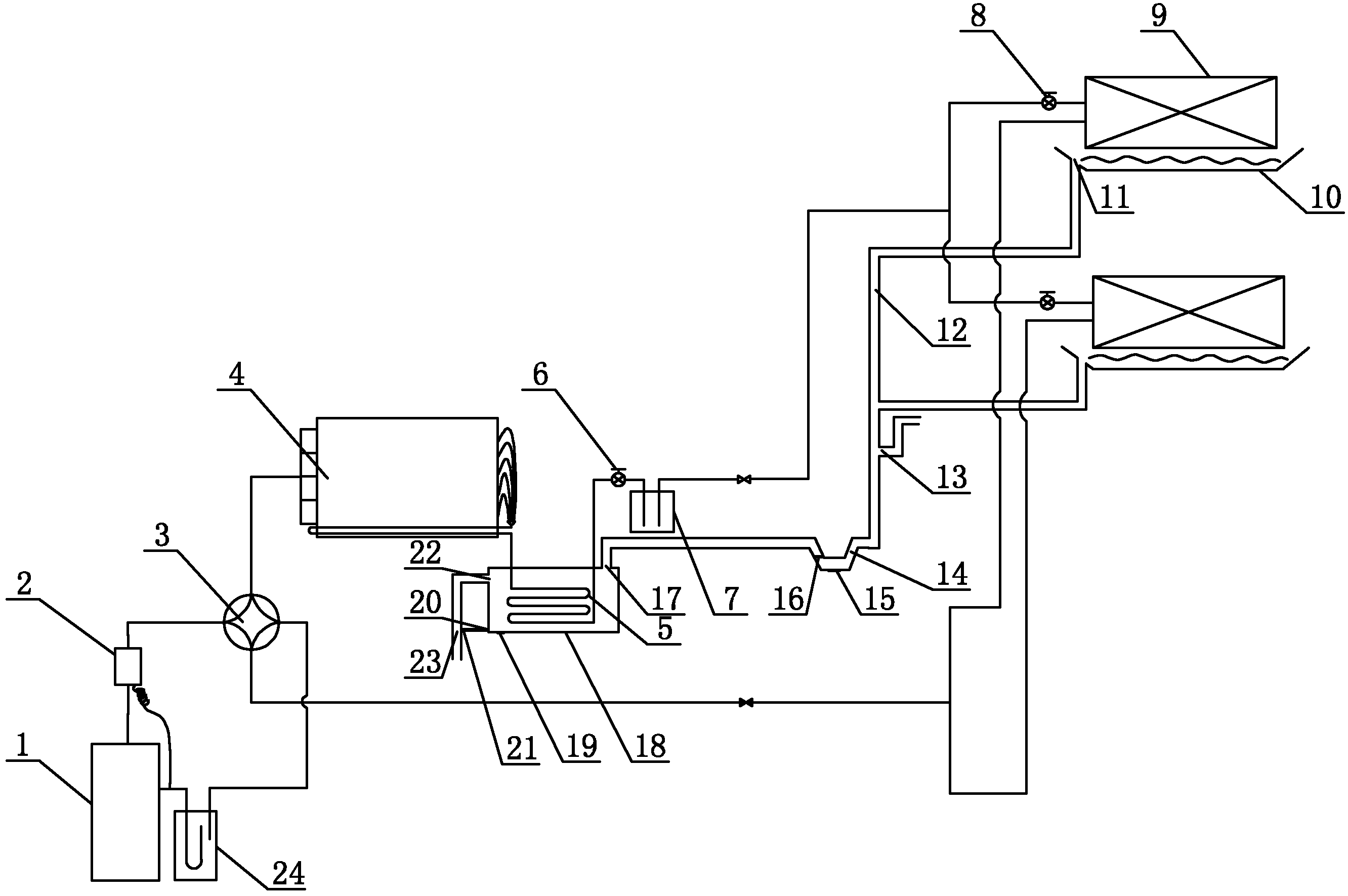 Air conditioning system with super cooling