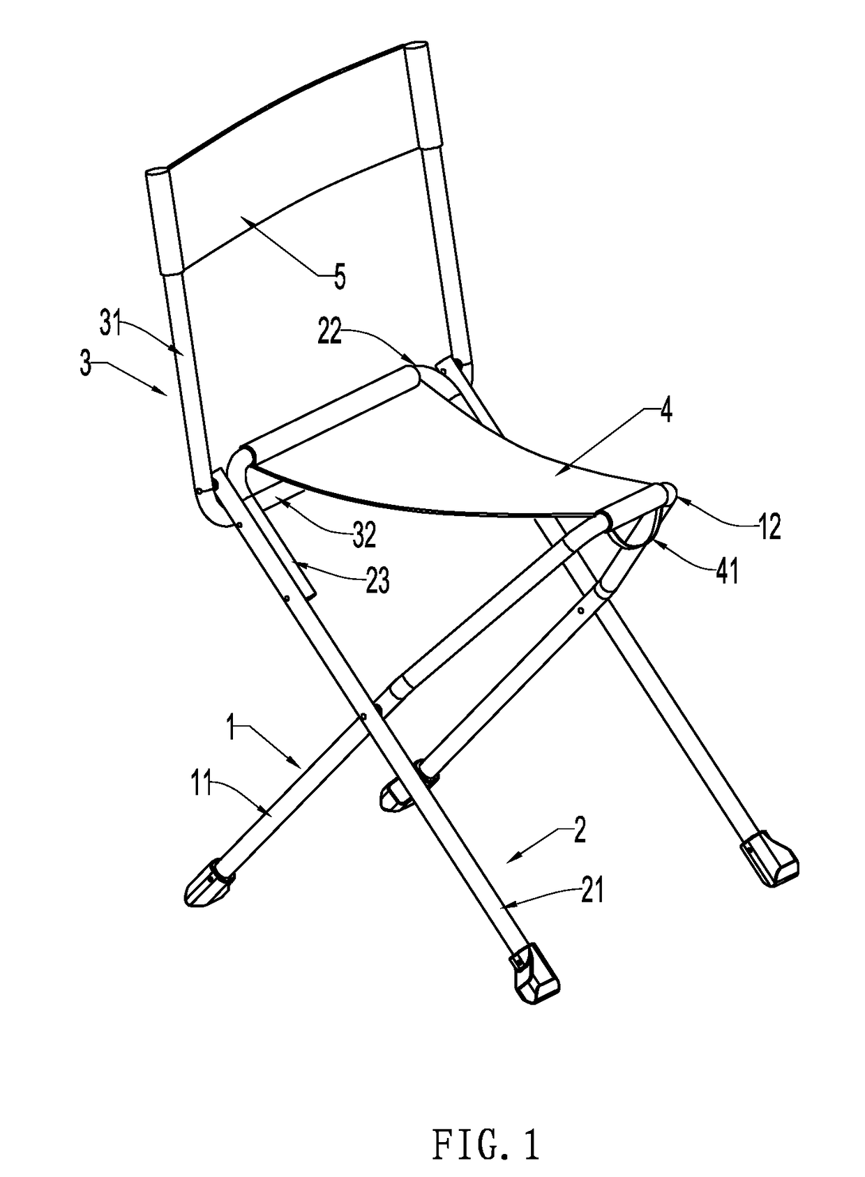 Folding chair with back rest