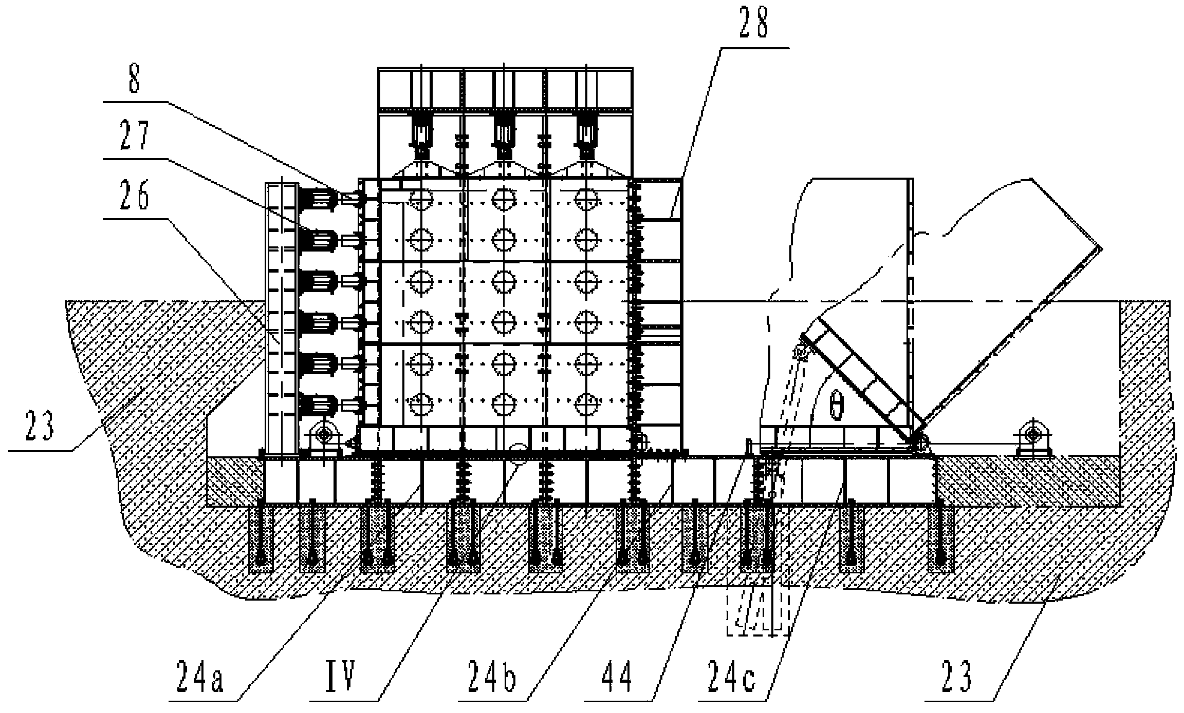 Three-direction loading large-scale three-dimensional analog simulation test counterforce system