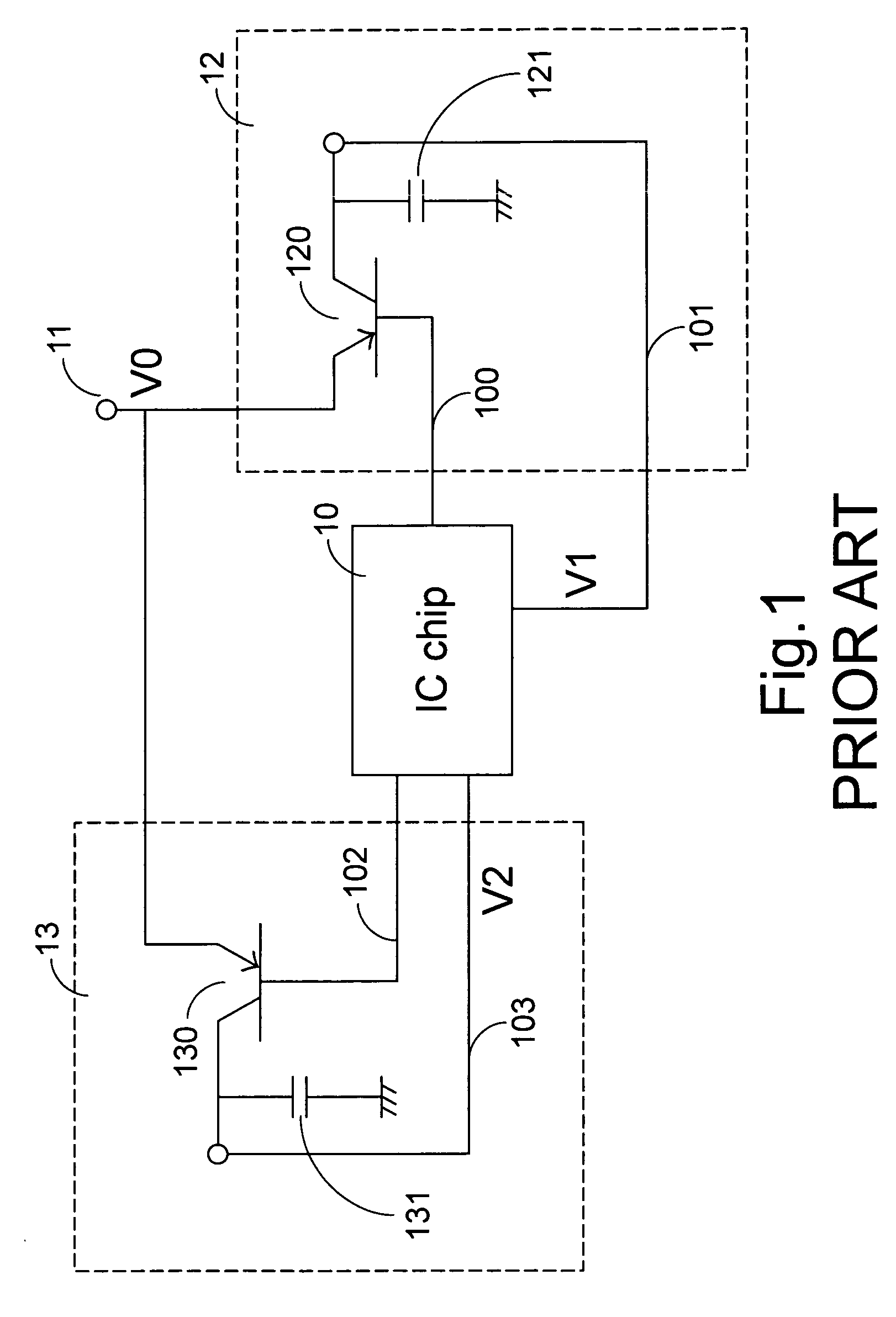 Voltage regulator circuit of integrated circuit chip