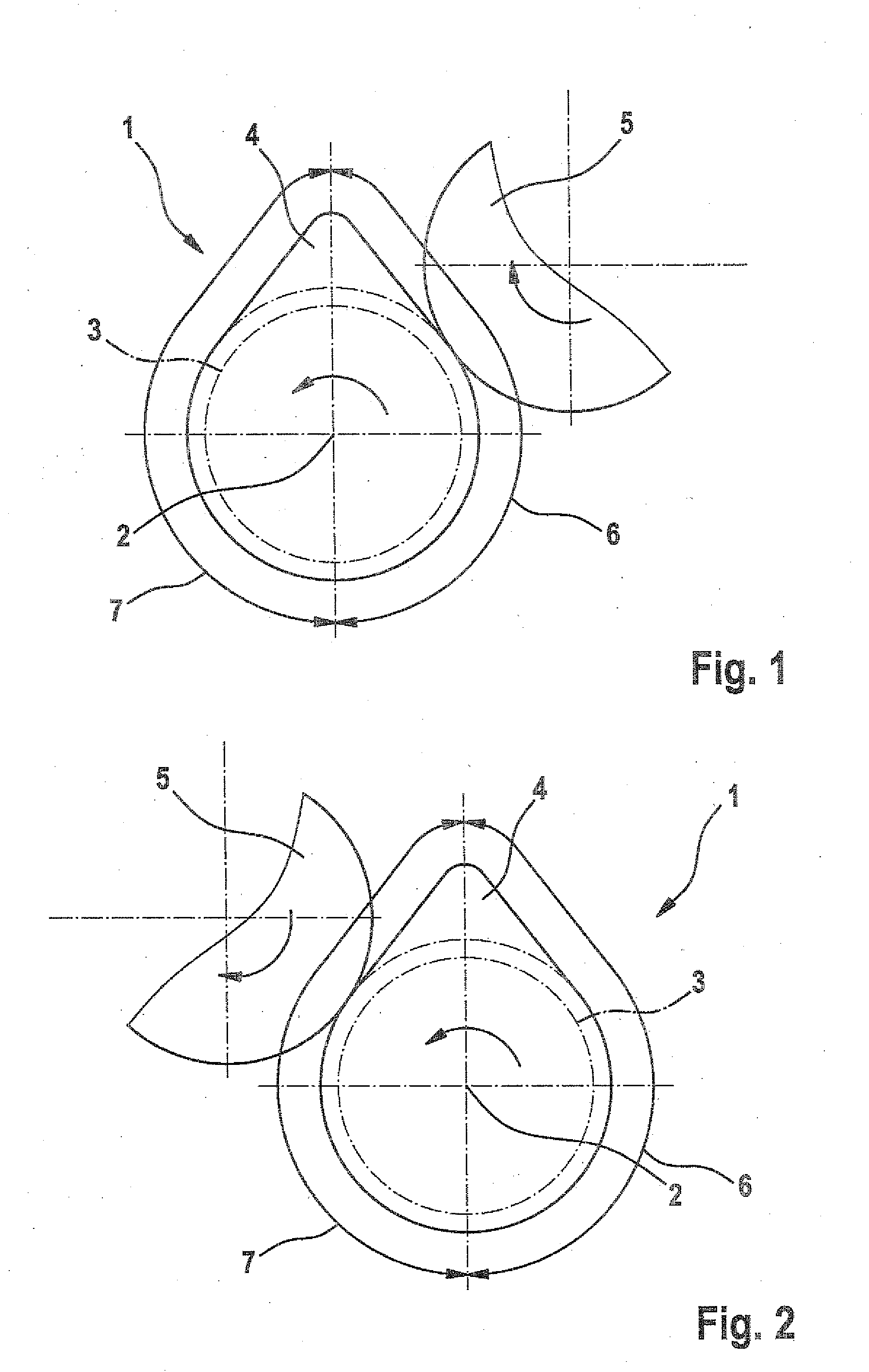 Operation of camshafts, particularly for an injection pump for diesel, having a running pulley driven in a lifting manner