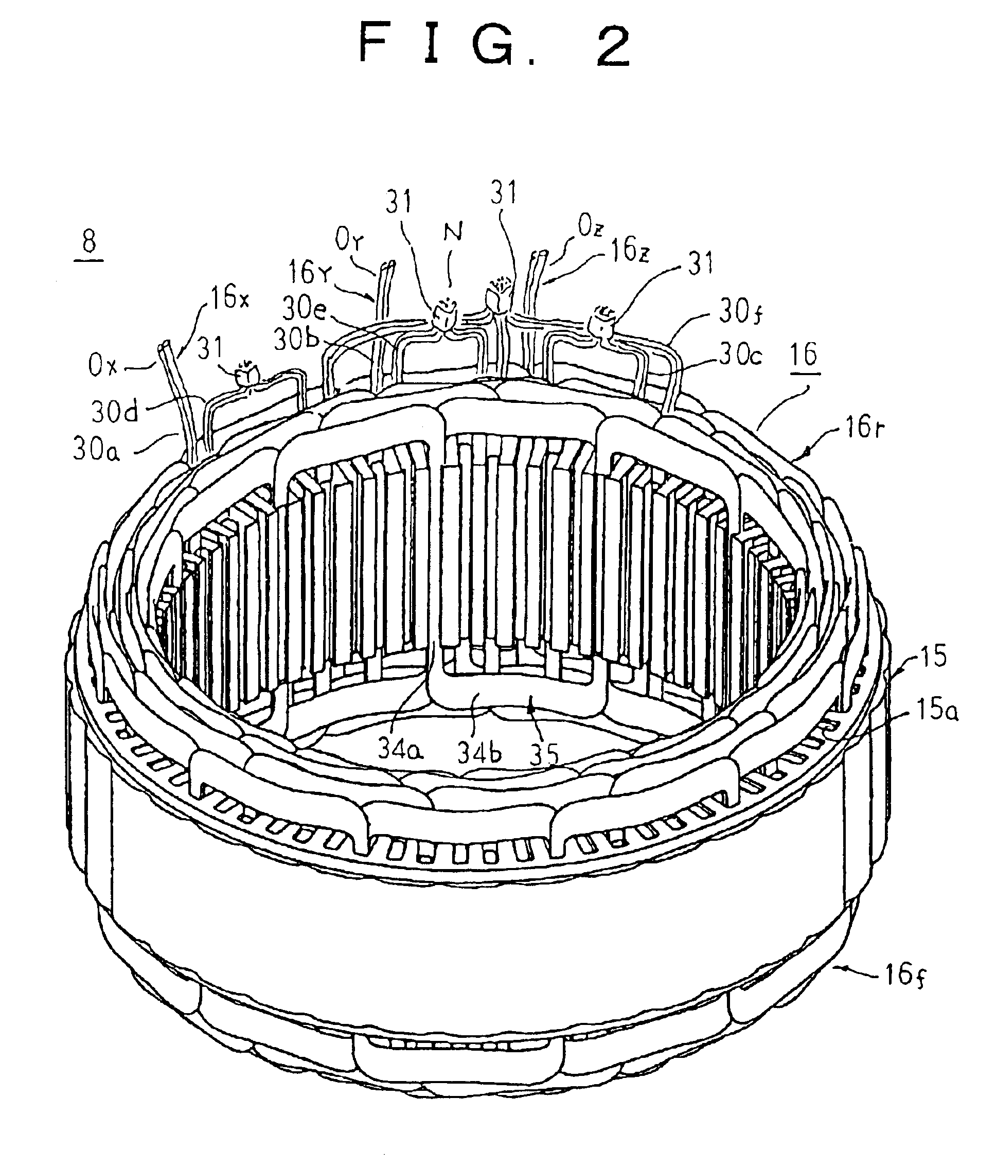 Automotive alternating-current dynamoelectric machine