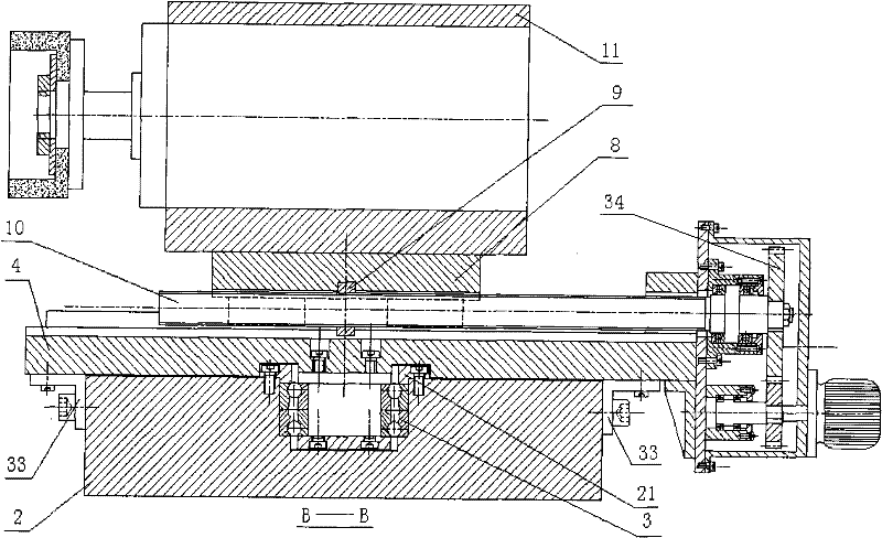 Large-caliber optical primary mirror bore finish machining device