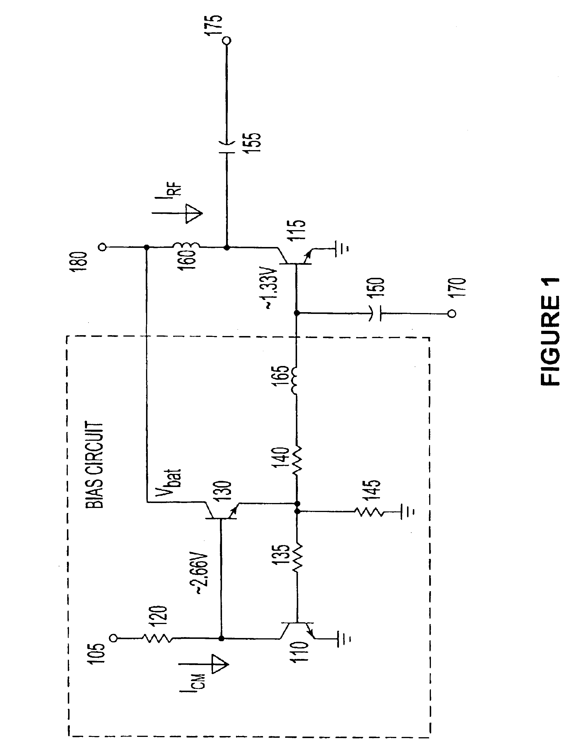 Gain block with stable internal bias from low-voltage power supply