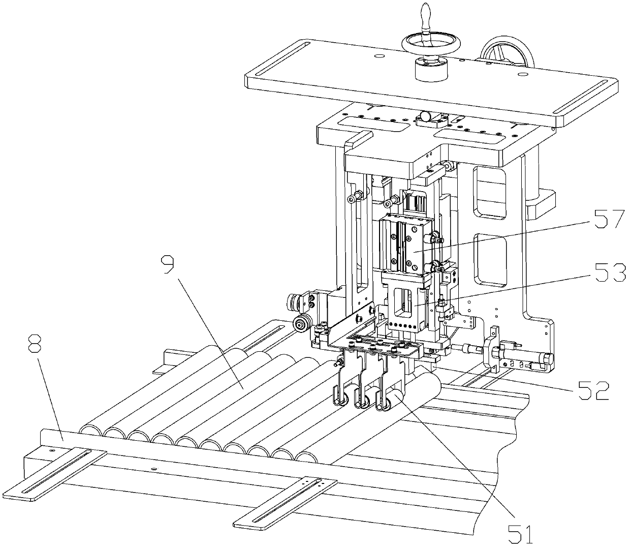 Positioning device and positioning method for inserting lead in firework paper drum