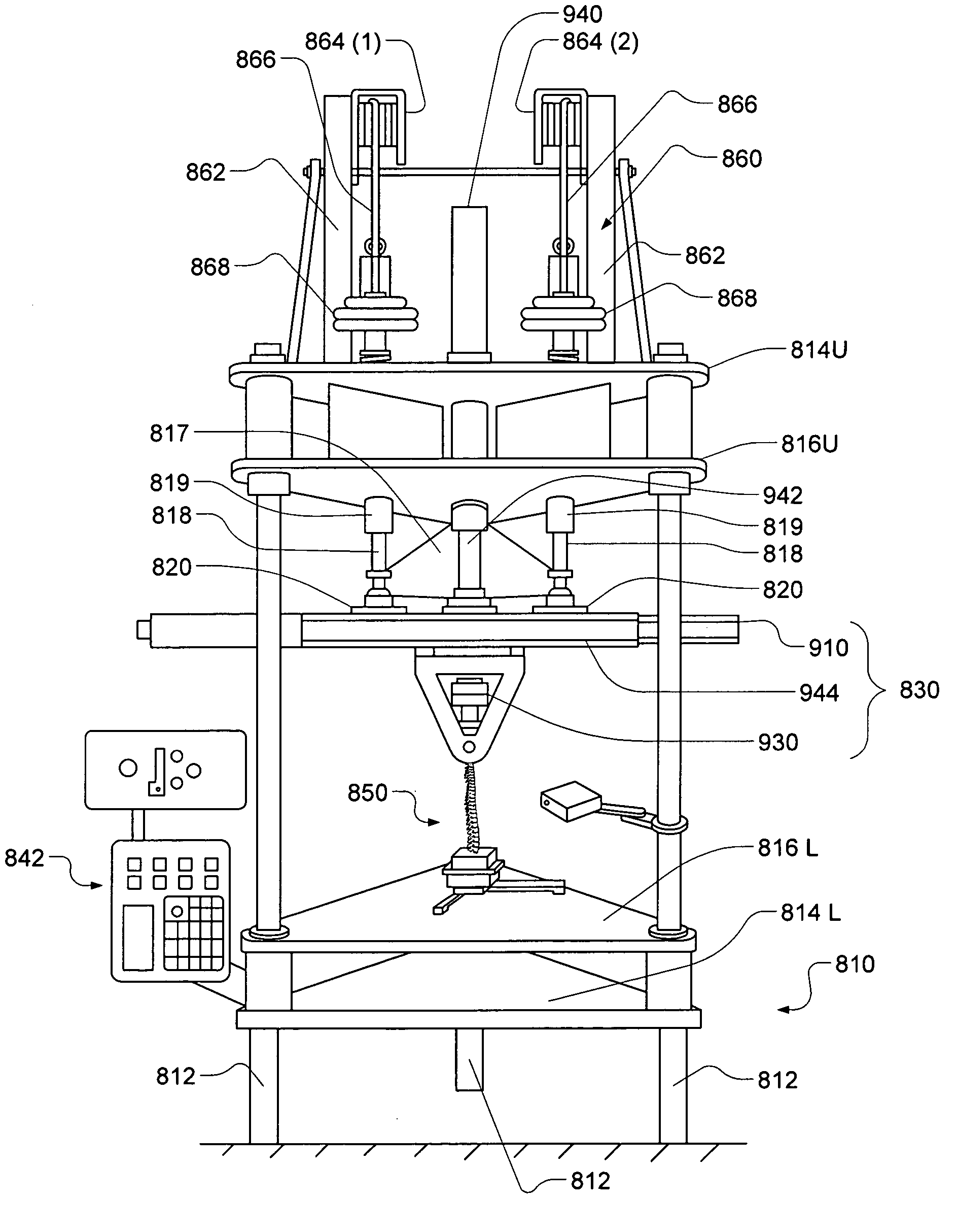 Multi-axis, programmable spine testing system