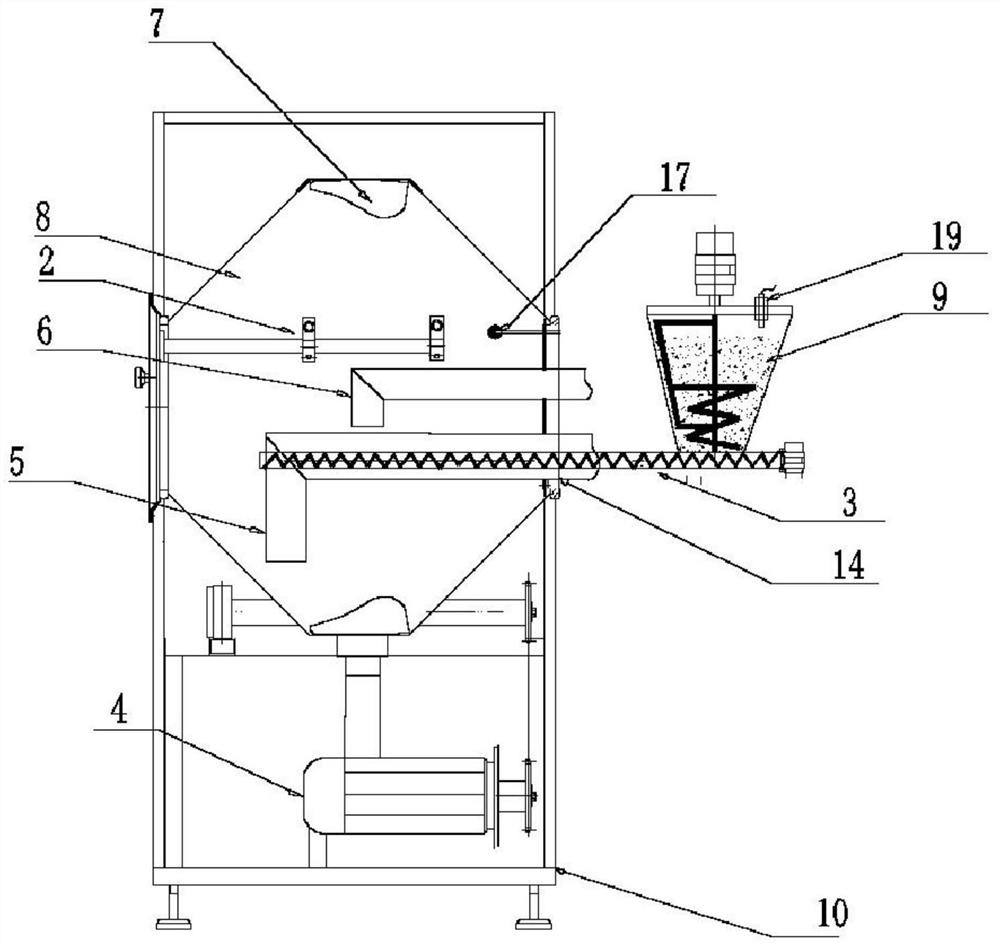 Matrix powder coating equipment for spherical nuclear fuel particles and technological method