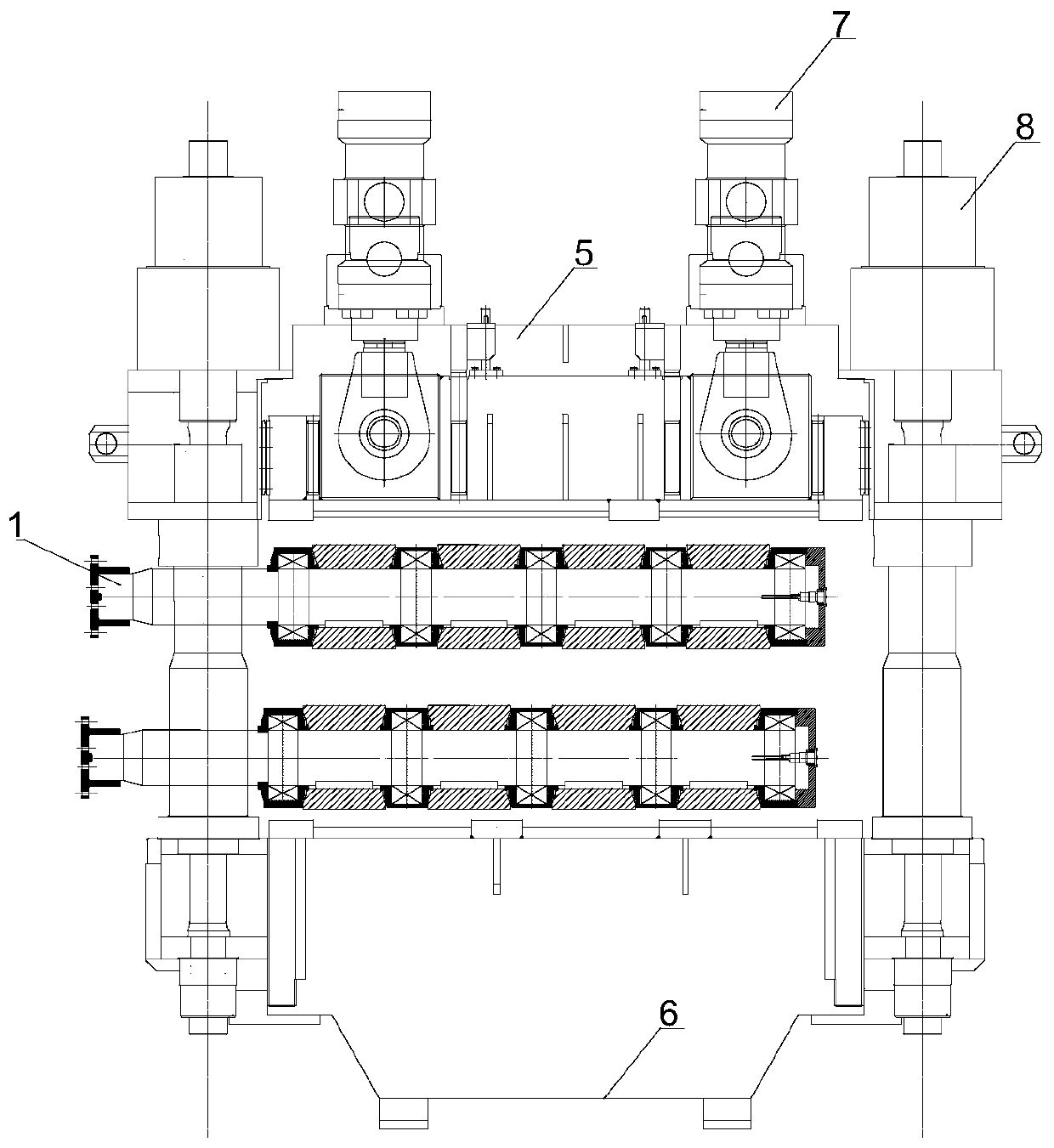 A sector-shaped roll row structure for continuous casting solidification end under heavy pressure and its application method