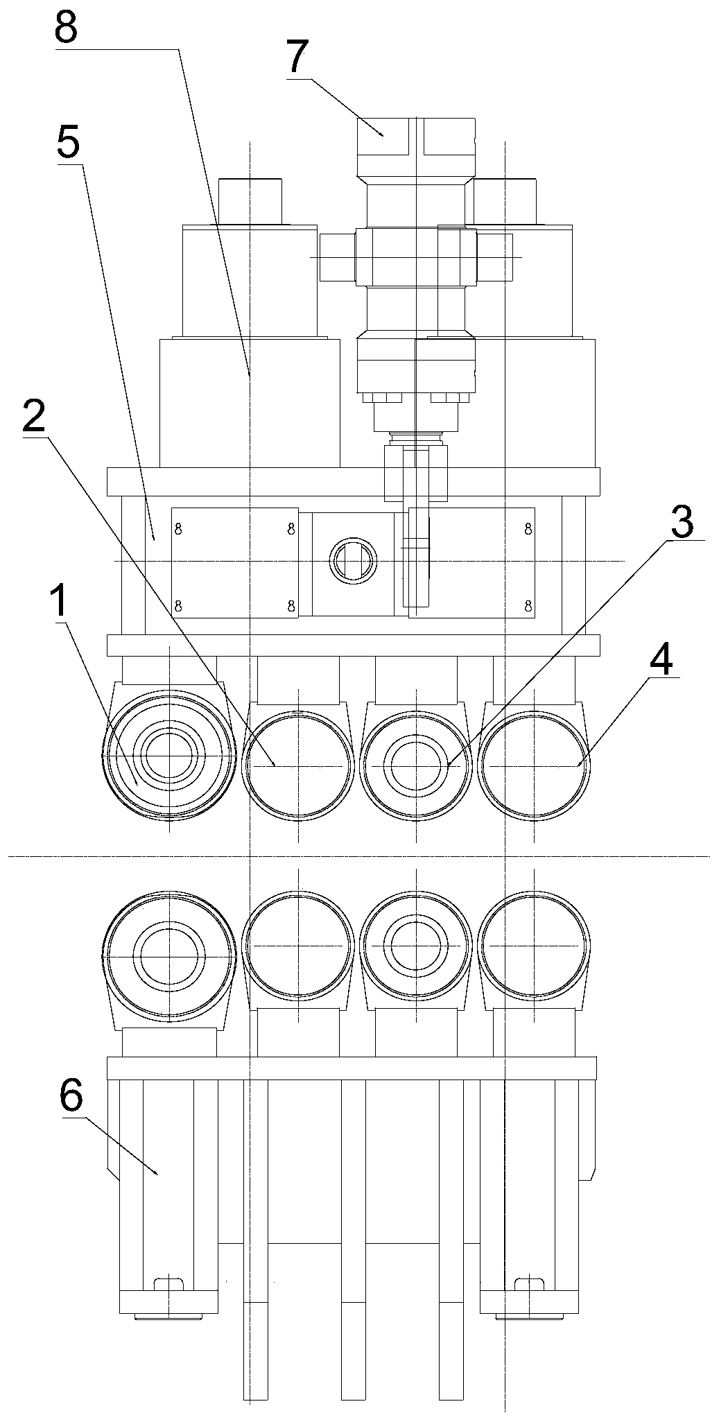 A sector-shaped roll row structure for continuous casting solidification end under heavy pressure and its application method