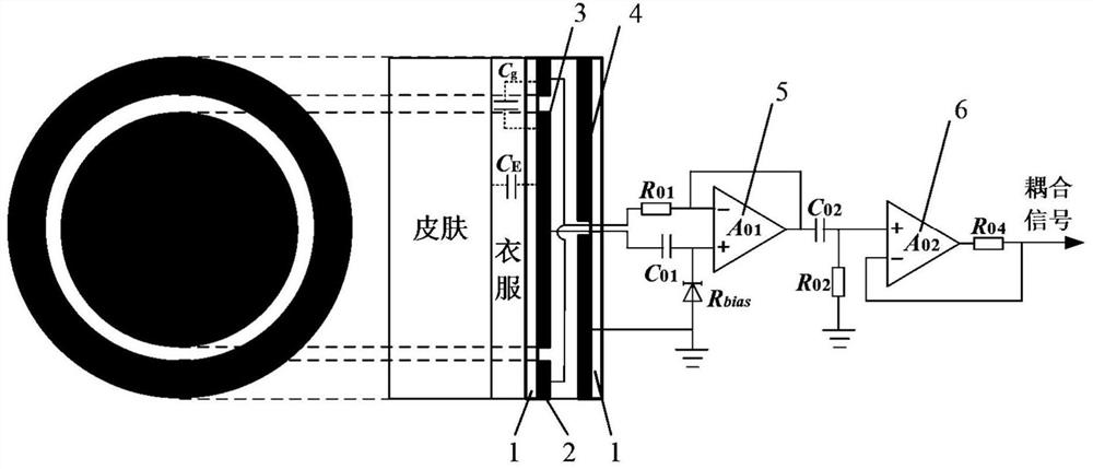 Portable multi-lead electrocardio acquisition system and method based on capacitive coupling electrode