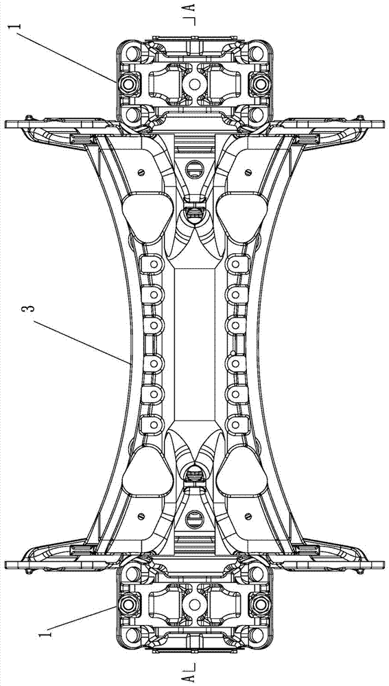 Vehicle balance suspension with balance axles and brackets integrated into one