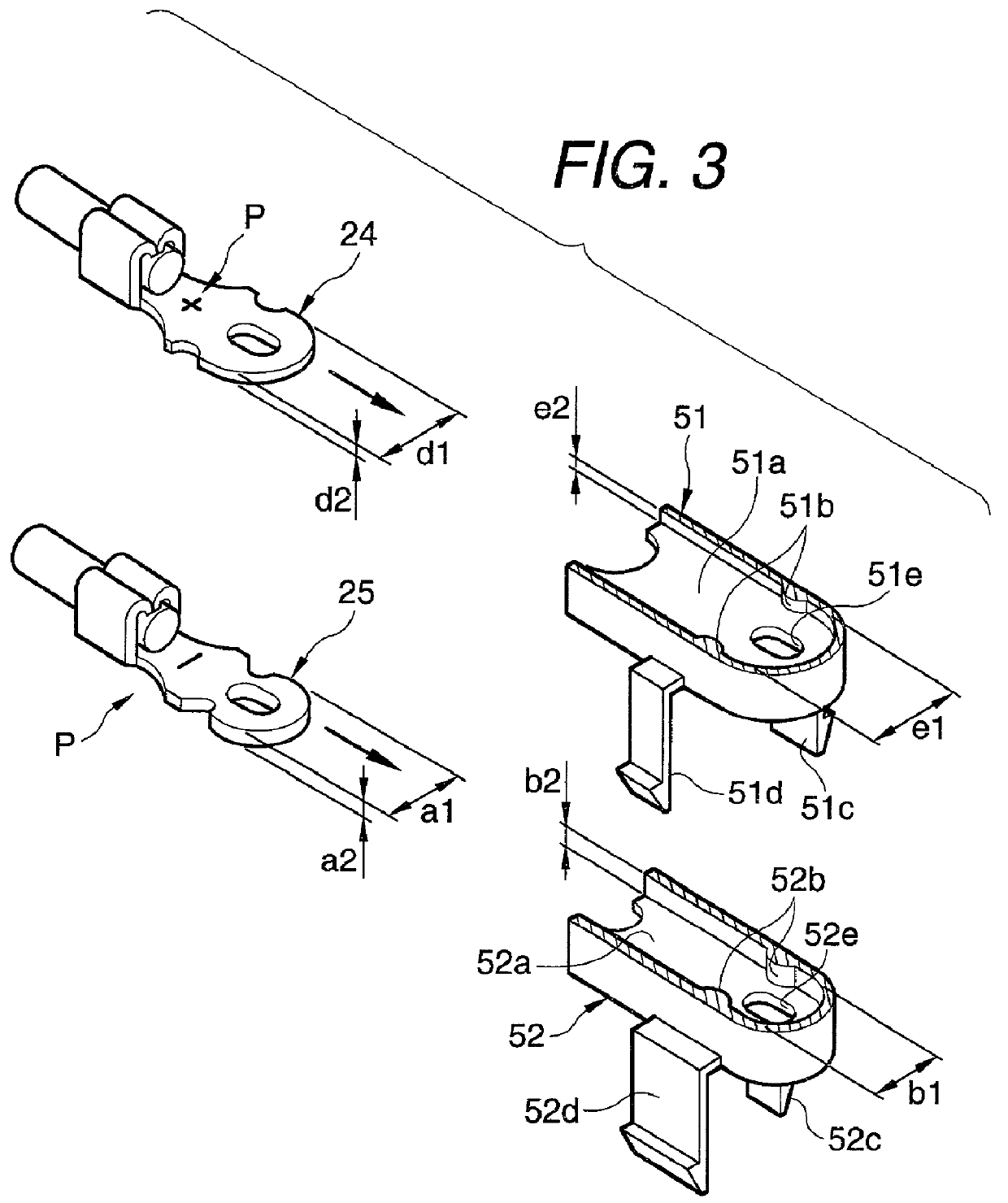 Connecting structure for battery terminals