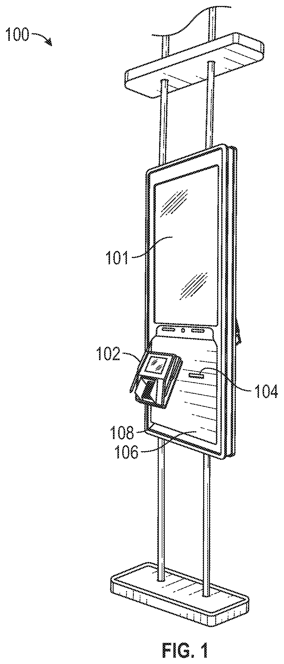 Interactive kiosk having self-aligning printer paper dispensing chute