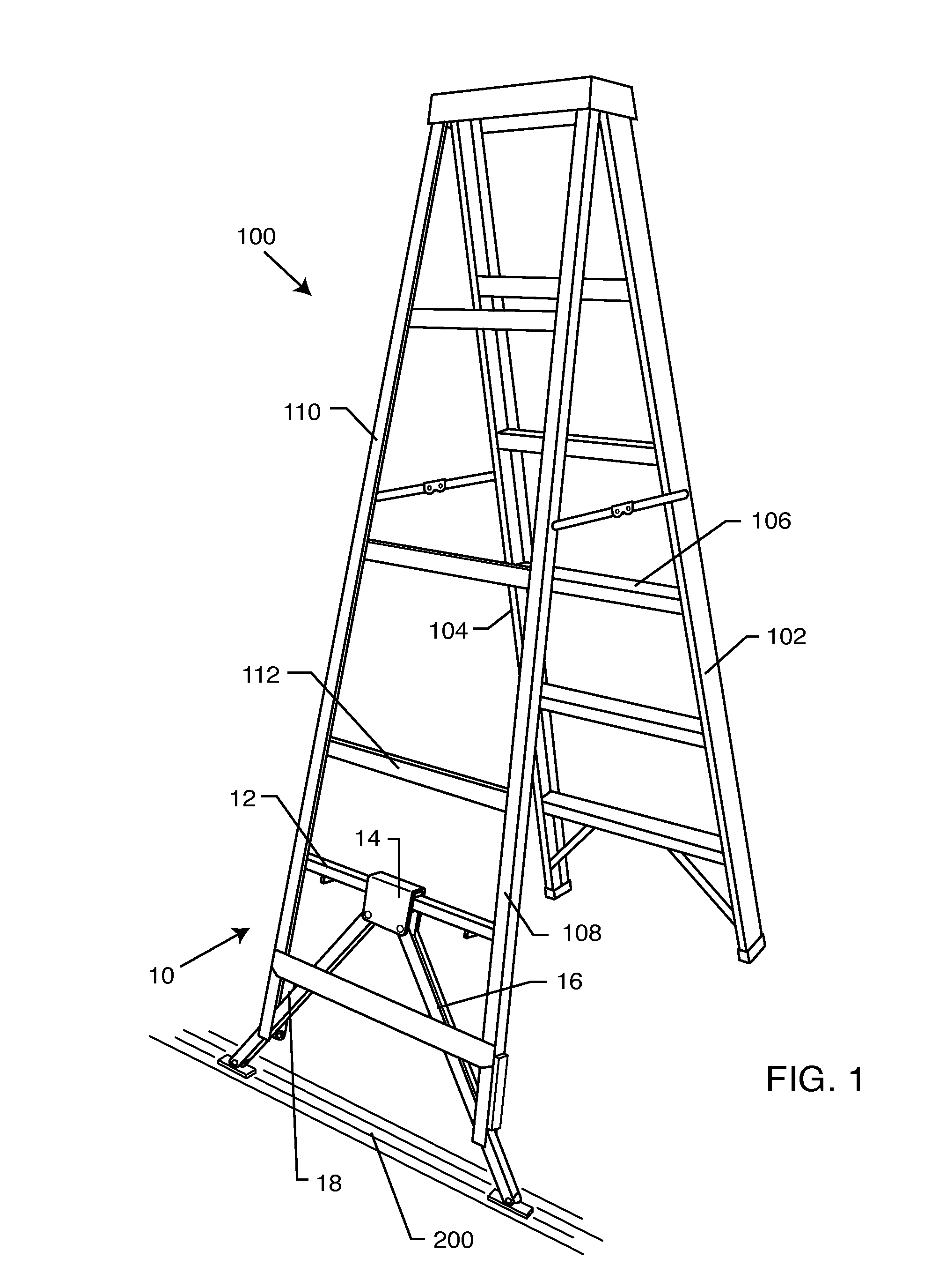 Self-adjusting ladder leveling device