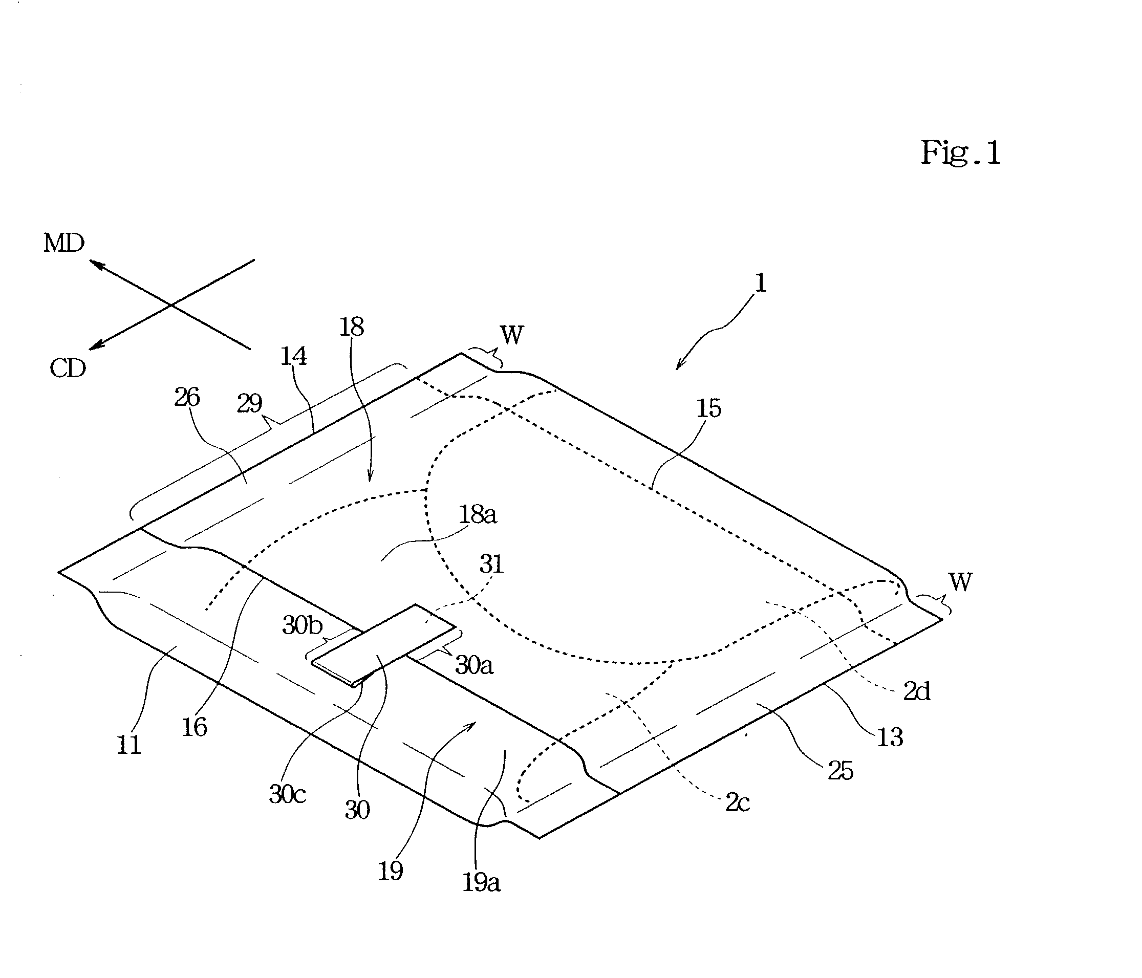 Individual package of absorbent article