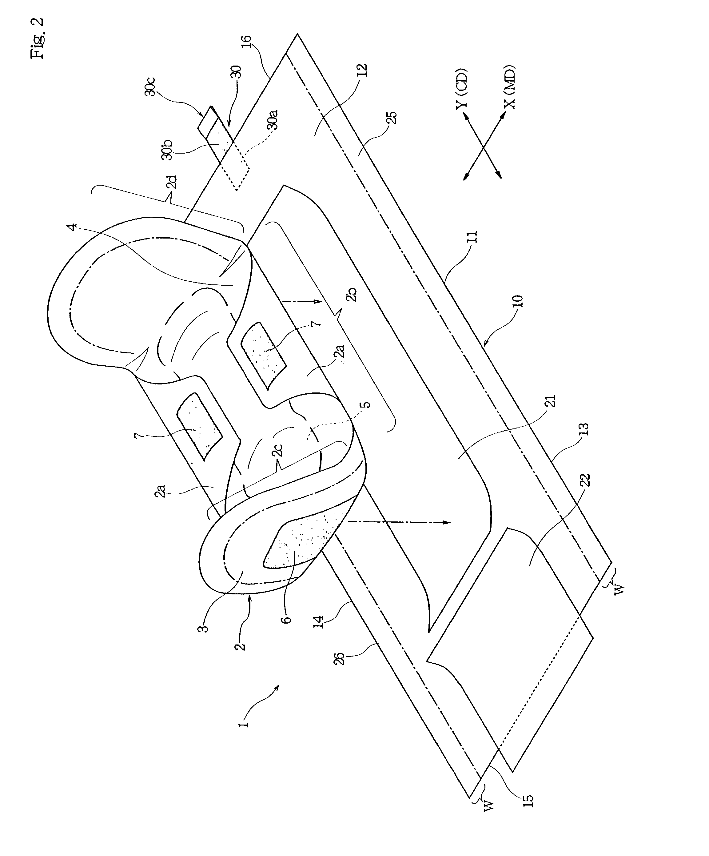 Individual package of absorbent article