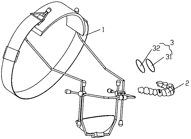 Composite device for simultaneously realizing front traction of maxilla and orthodontic tooth three-dimensional movement