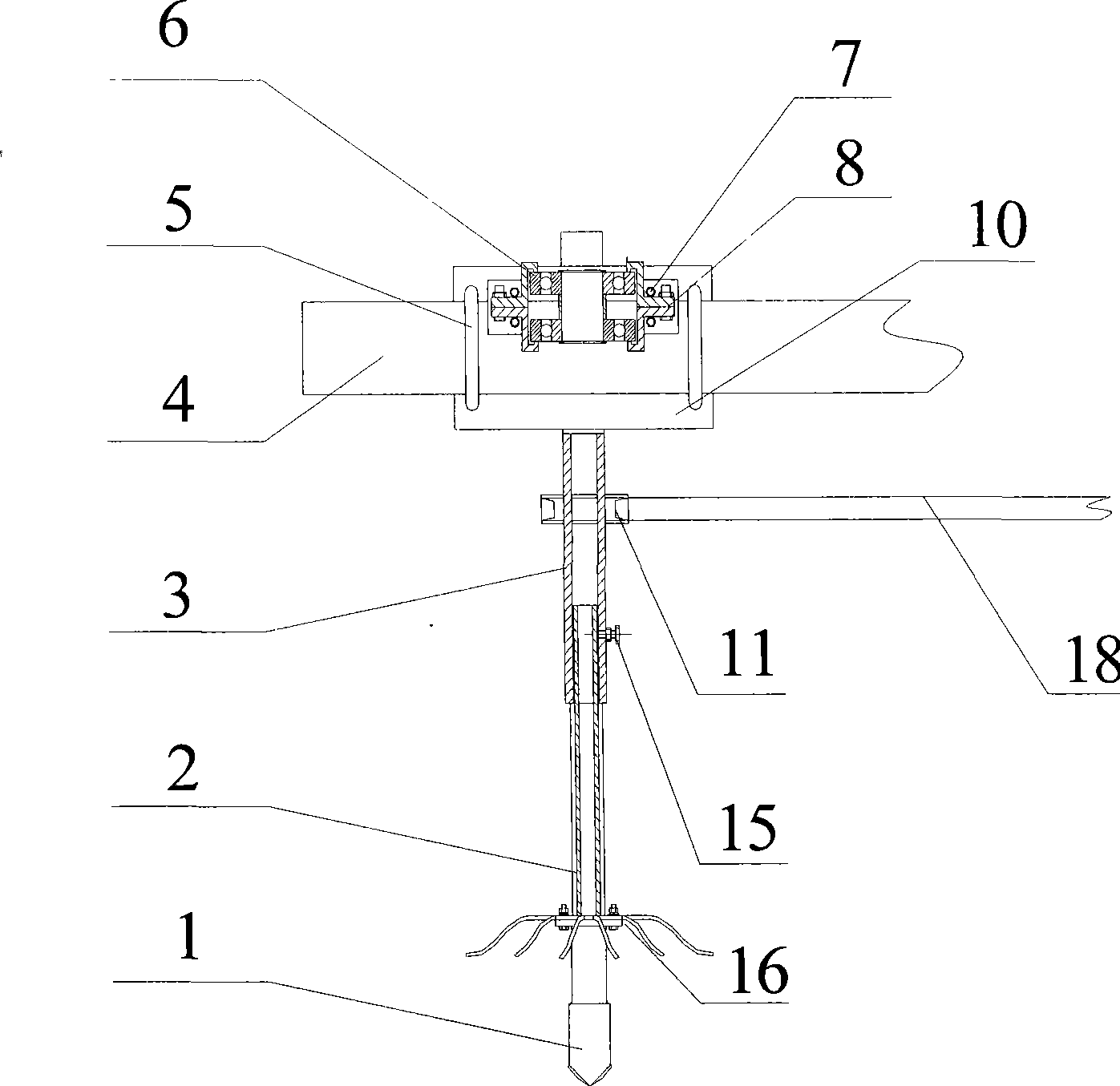 Horizontal initiative grass-poking wheel anti-blocking device