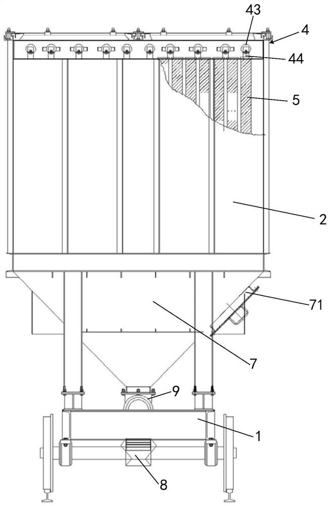 Movable discharging dust removal vehicle