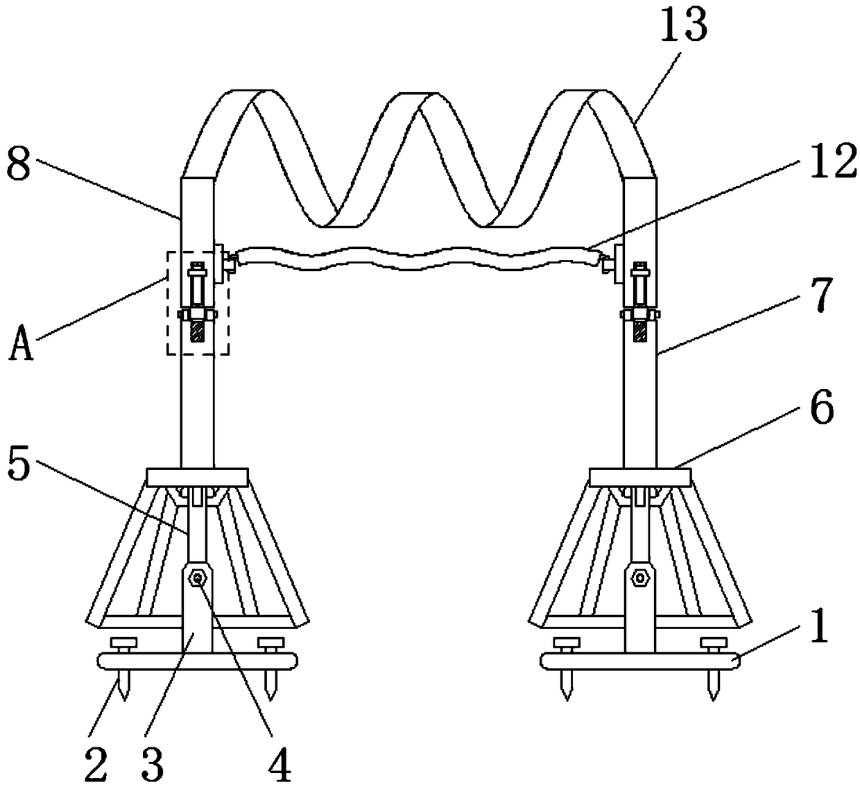 Support frame with convenience in height adjustment for fruit planting support