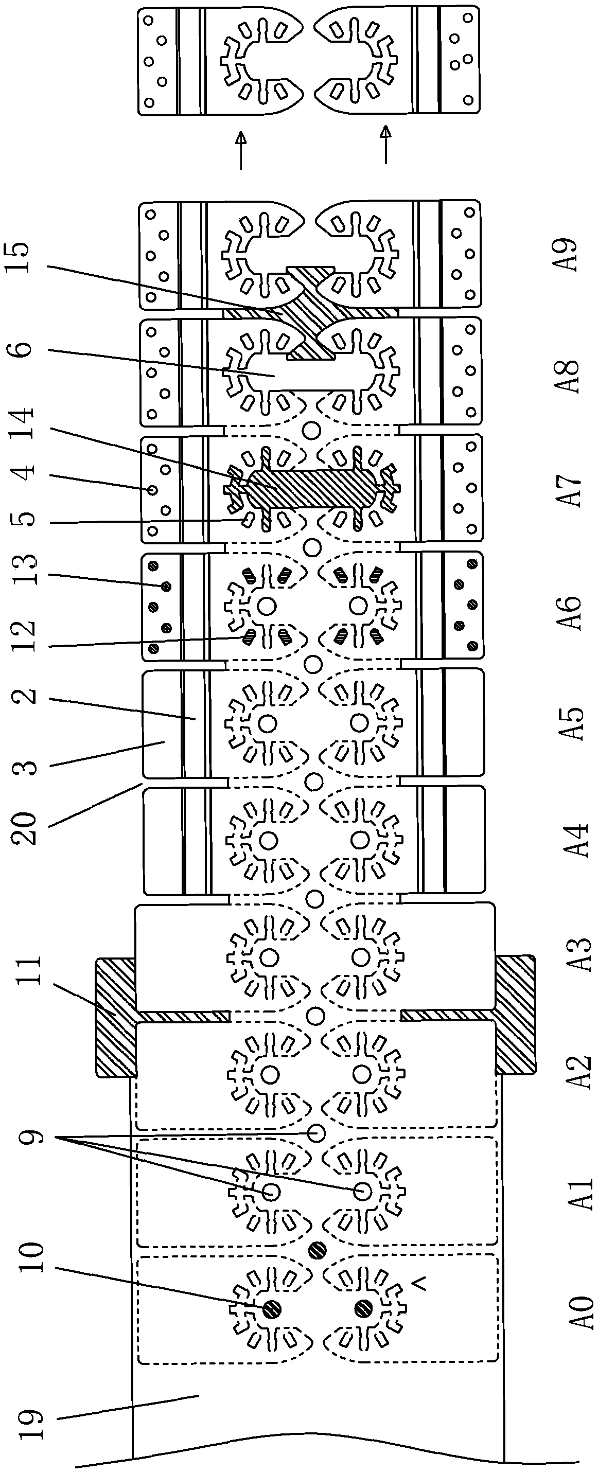 Process method of stamping forming of saw arm of swing saw