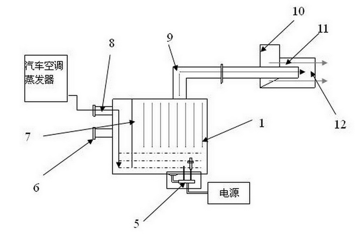 Automobile air-conditioner condensed water cold energy recycling device