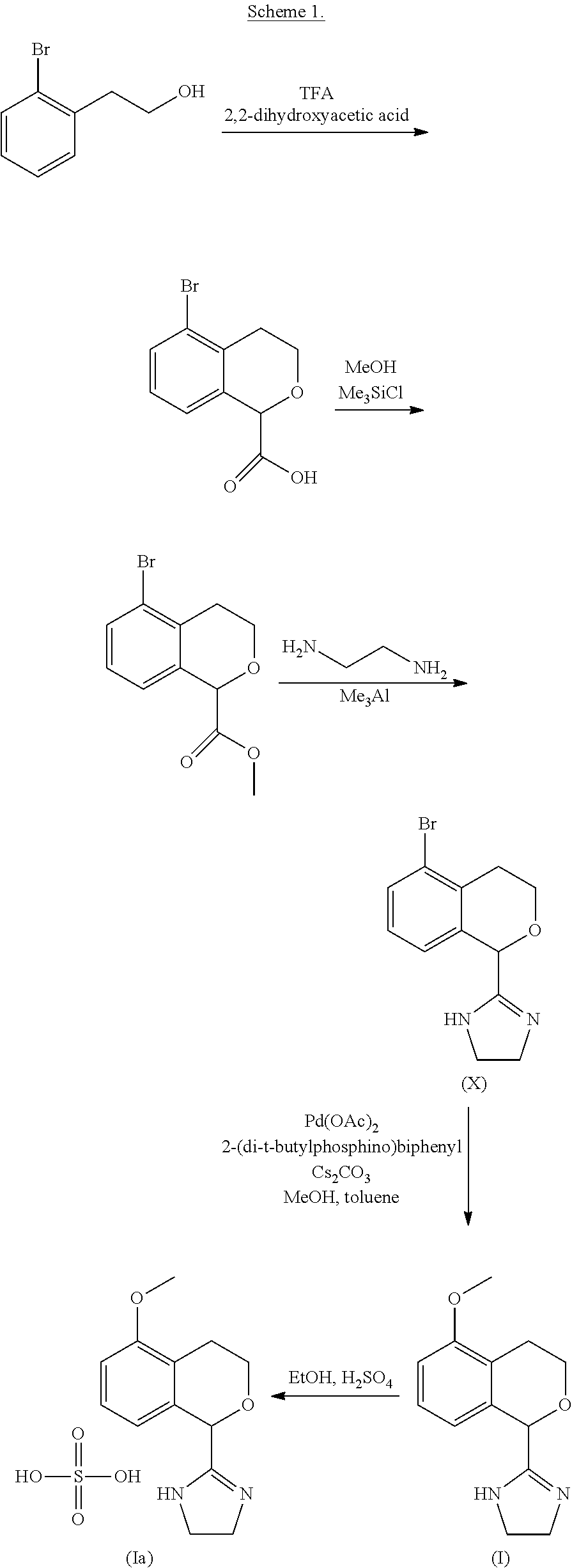 Process for the preparation of 2-(5-methoxyisochroman-1 -yl)-4,5-dihydro-1 h-imidazole and the hydrogensulfate salt thereof