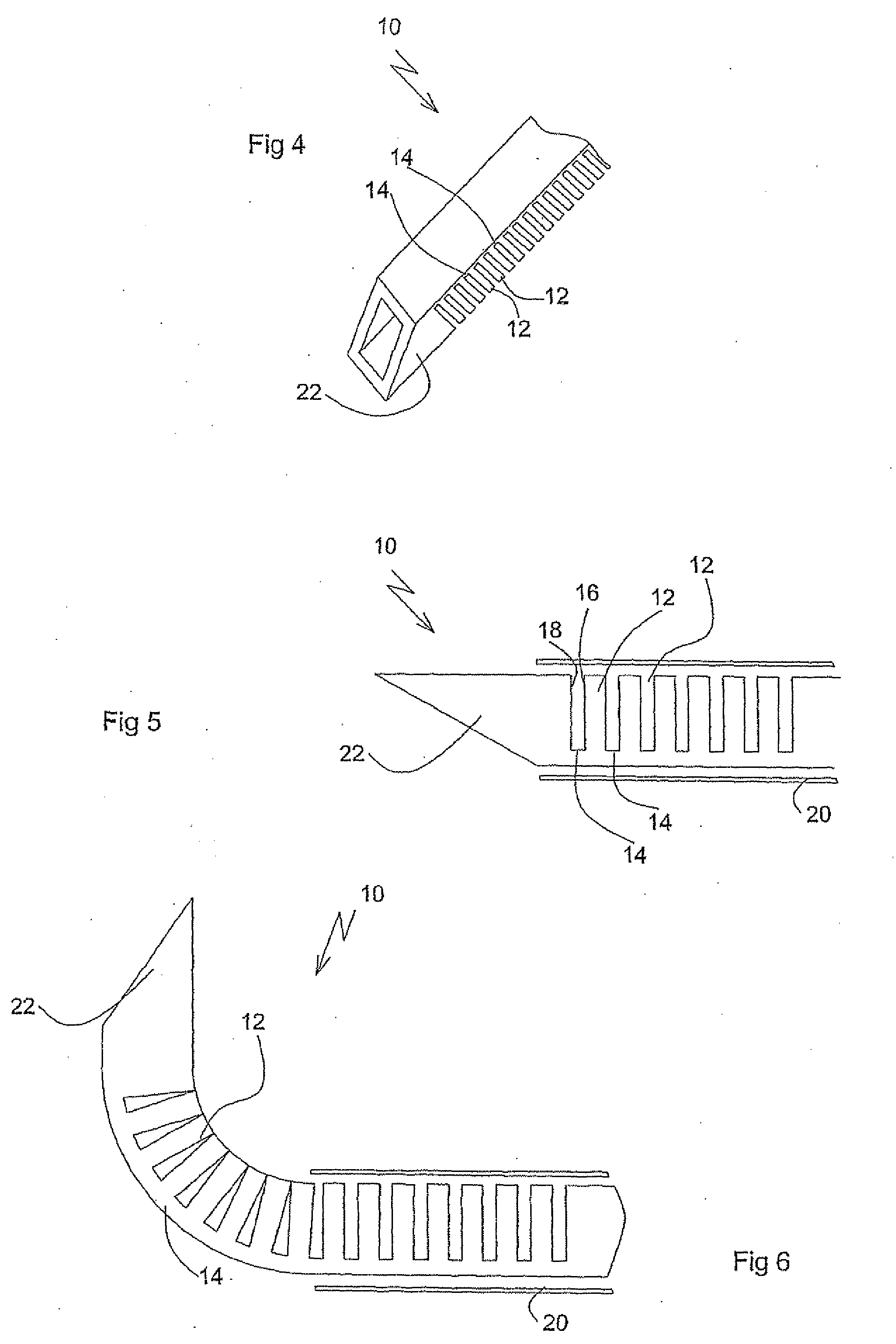 Devices for introduction into a body via a substantially straight conduit to for a predefined curved configuration, and methods employing such devices