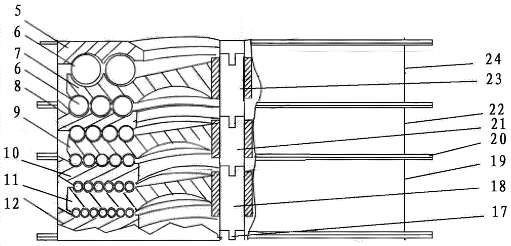 Combined ordered multi-pass internal classification and screening vertical ball mill