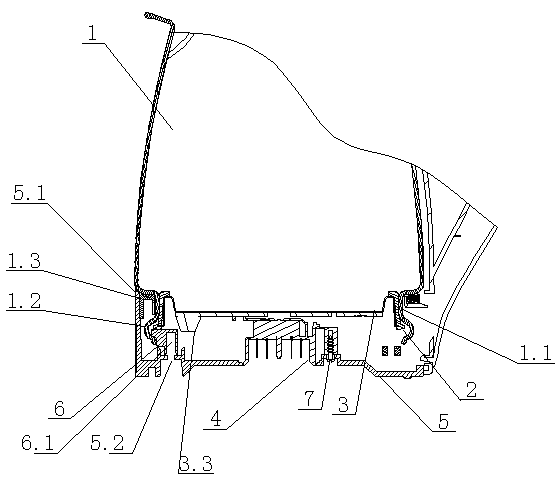 Glass kettle sealing and fixing structure and assembling method thereof