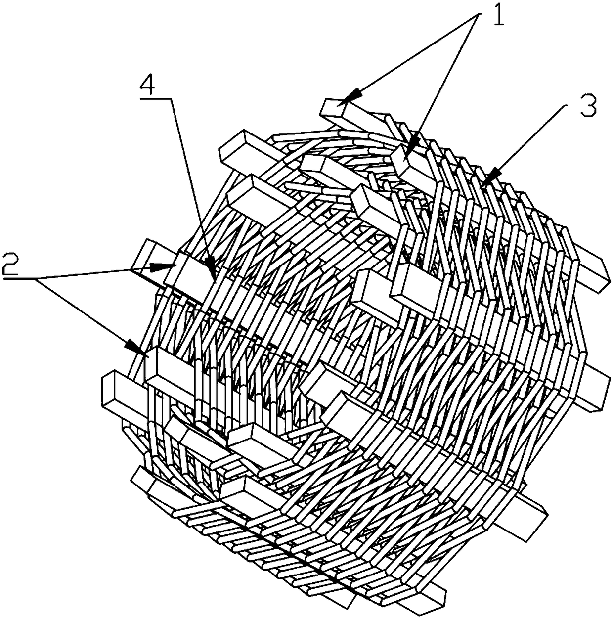 Cross winding type coupling device for wireless electric energy transmission of rotary device