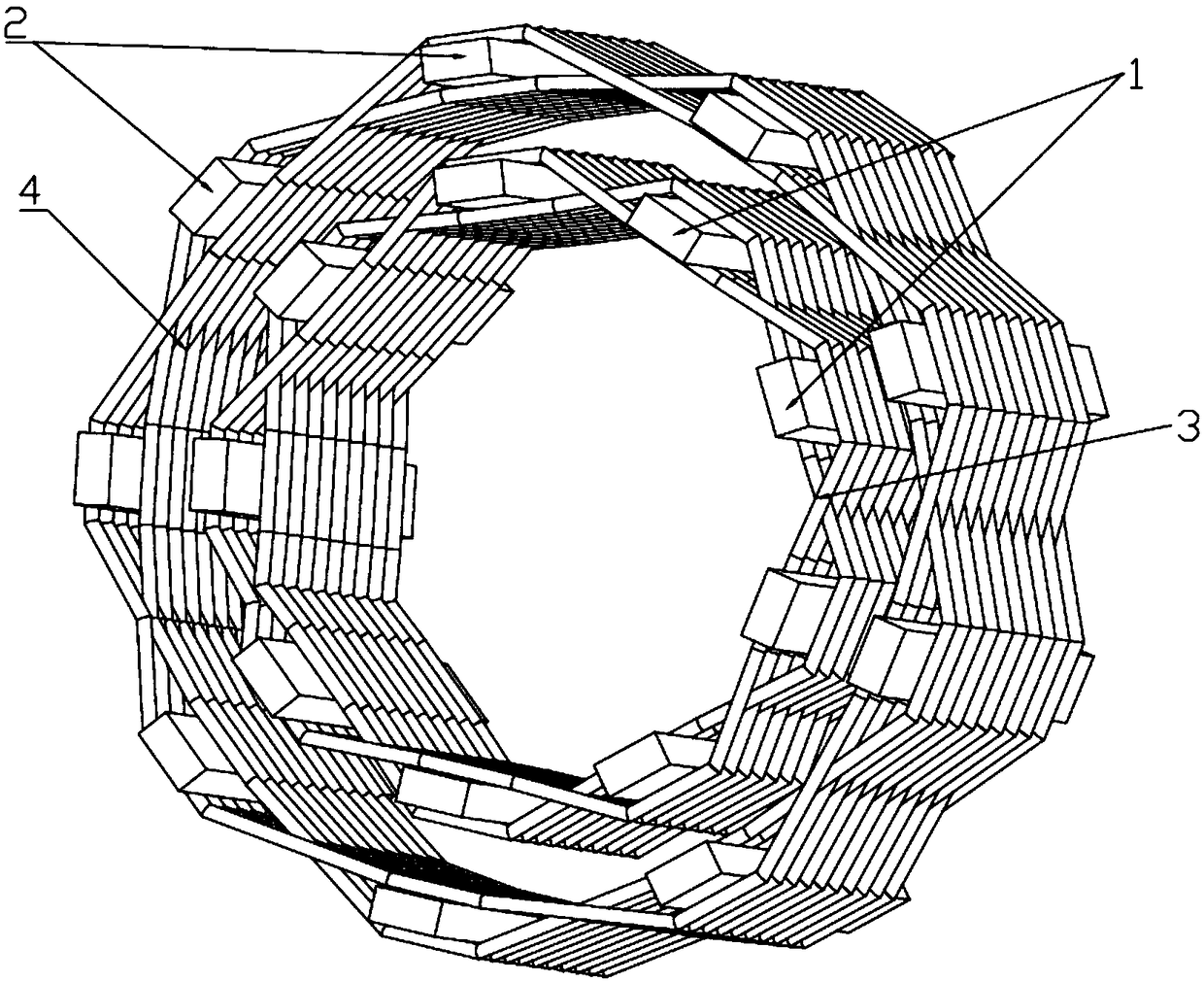 Cross winding type coupling device for wireless electric energy transmission of rotary device