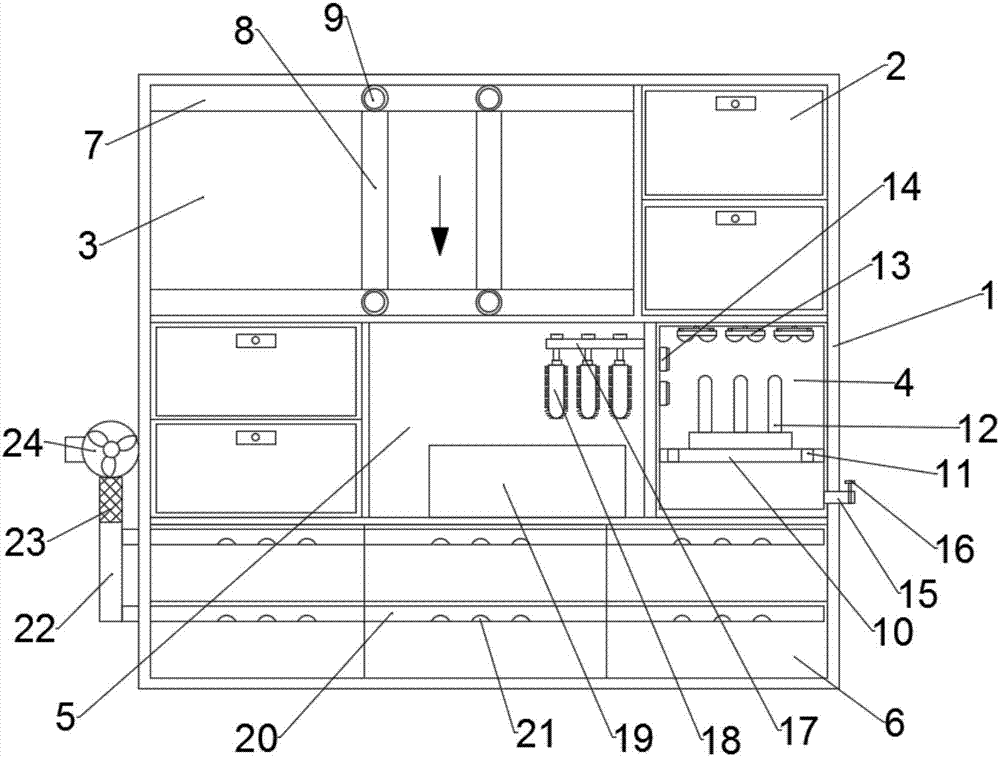 Multi-chamber storage cabinet for chemical laboratory