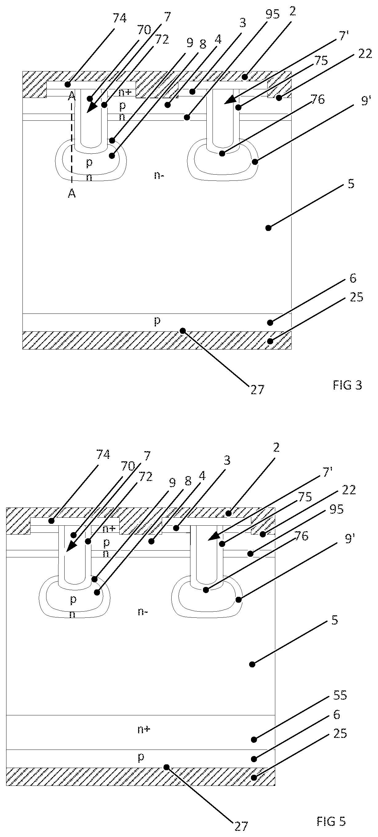 Insulated gate power semiconductor device and method for manufacturing such a device