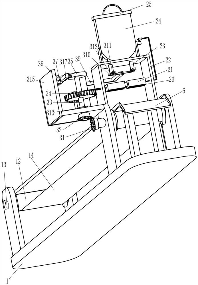 A horizontal ring mold powder spreading device