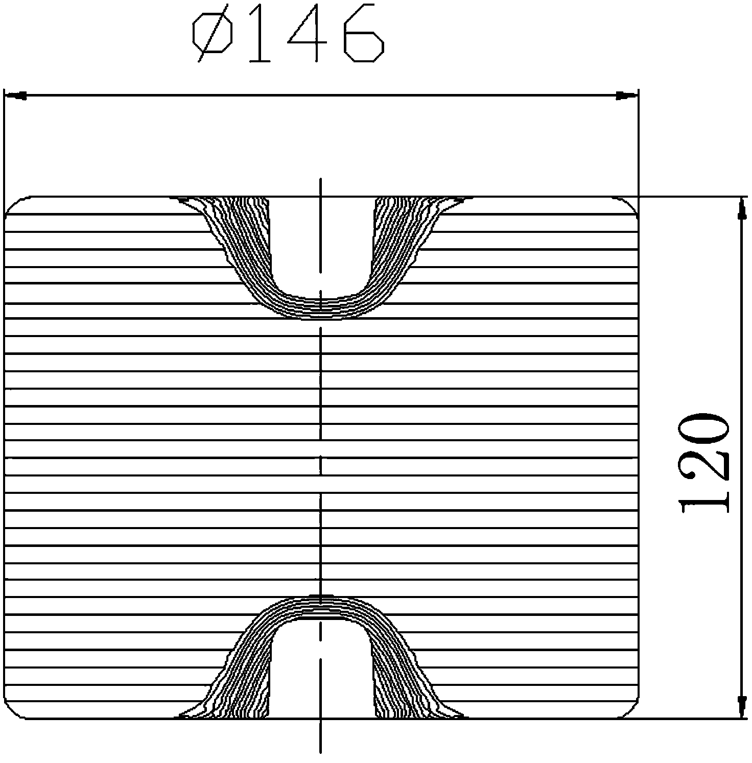 Machining method of profiling lower die blank of 22224 aligning spherical roller